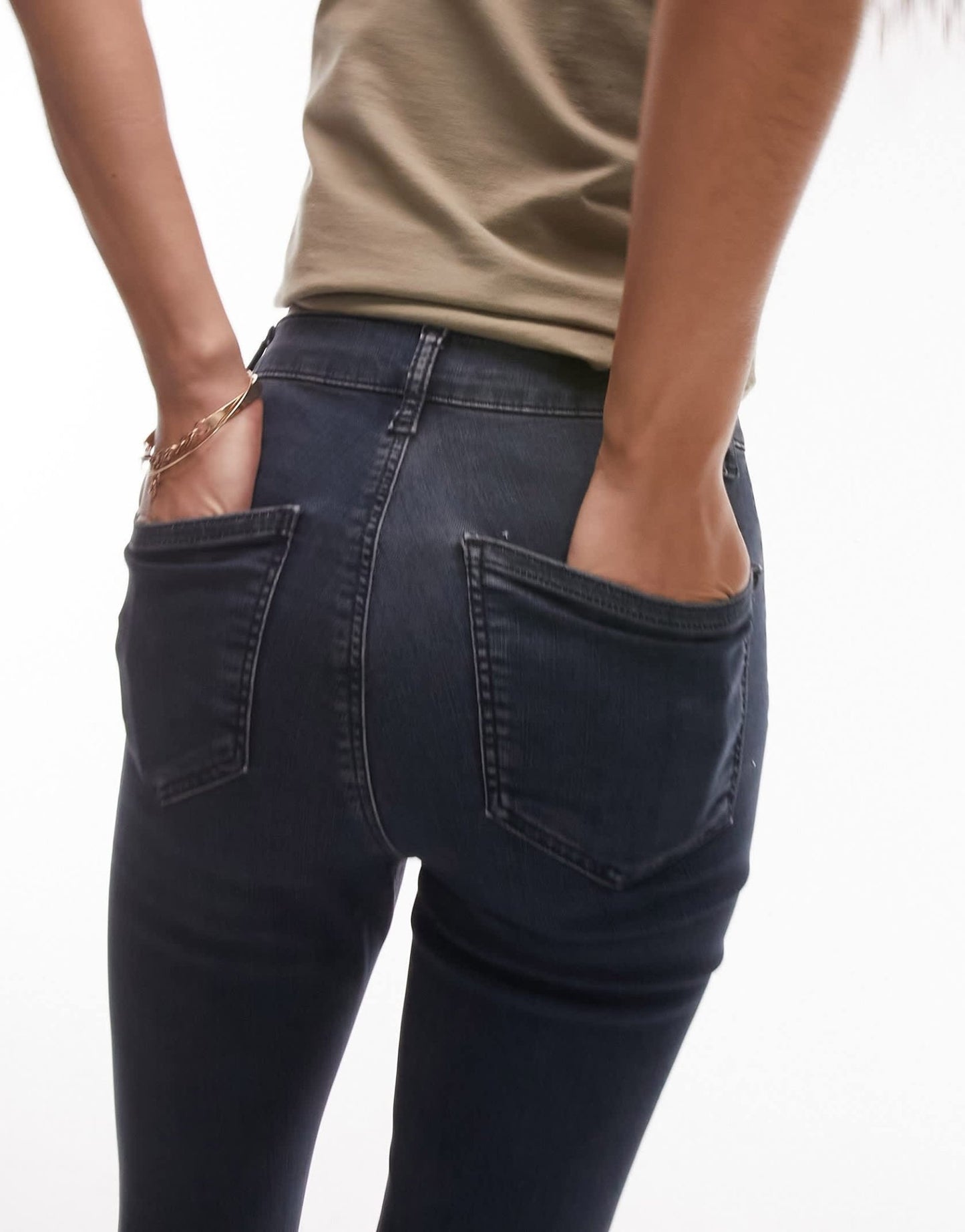 Topshop high rise Joni jeans in blue black - ASOS Sample Sale