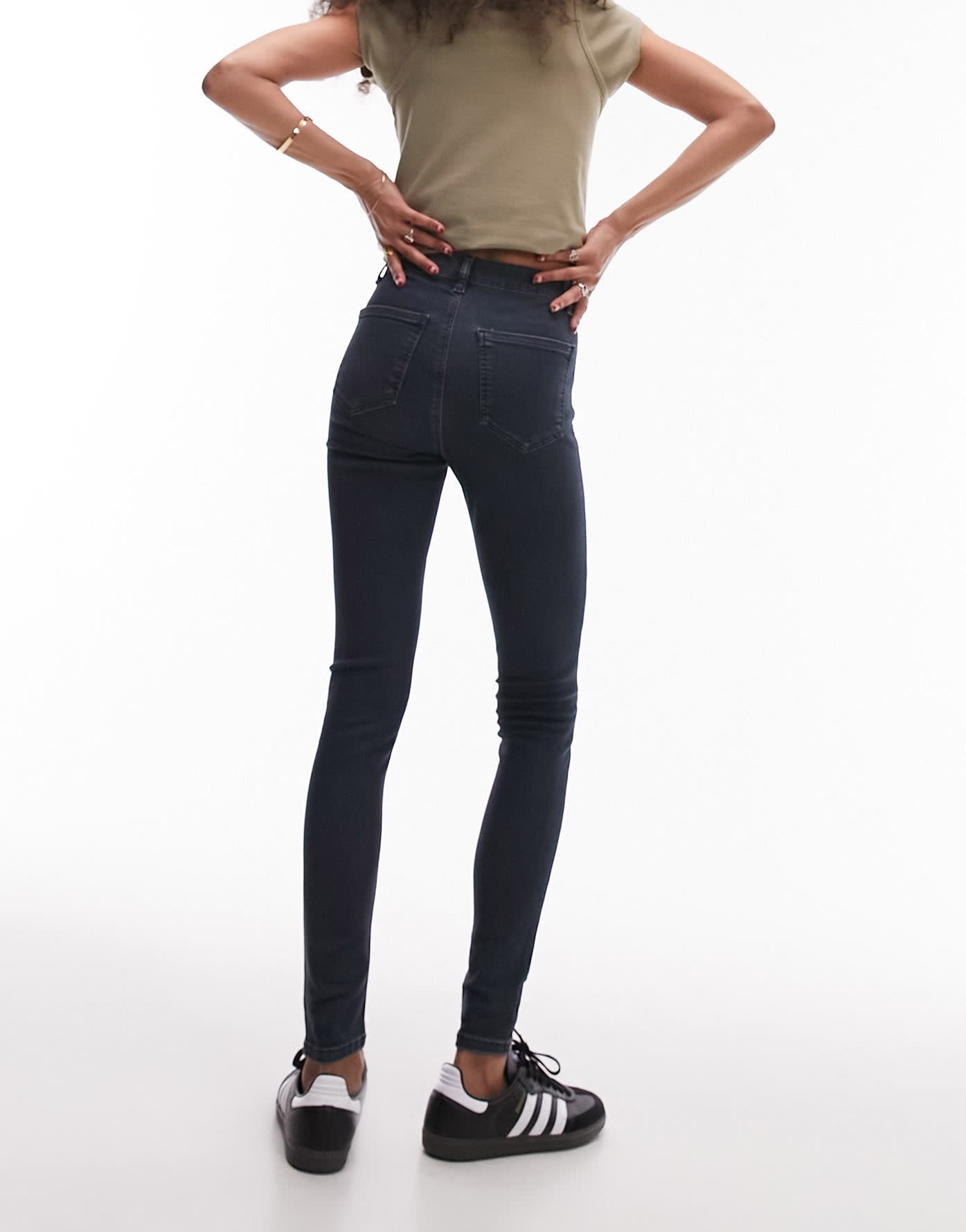Topshop high rise Joni jeans in blue black - ASOS Sample Sale