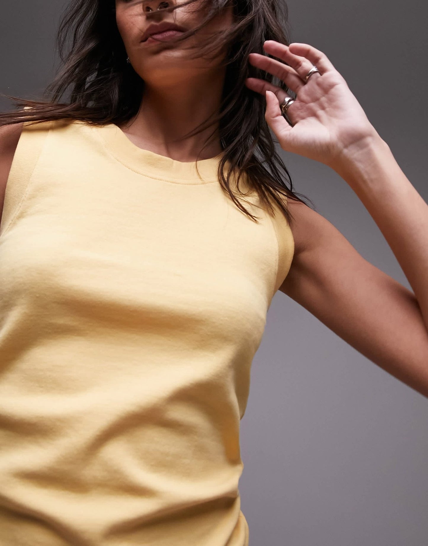 Topshop high scoop neck tank in orange - ASOS Sample Sale