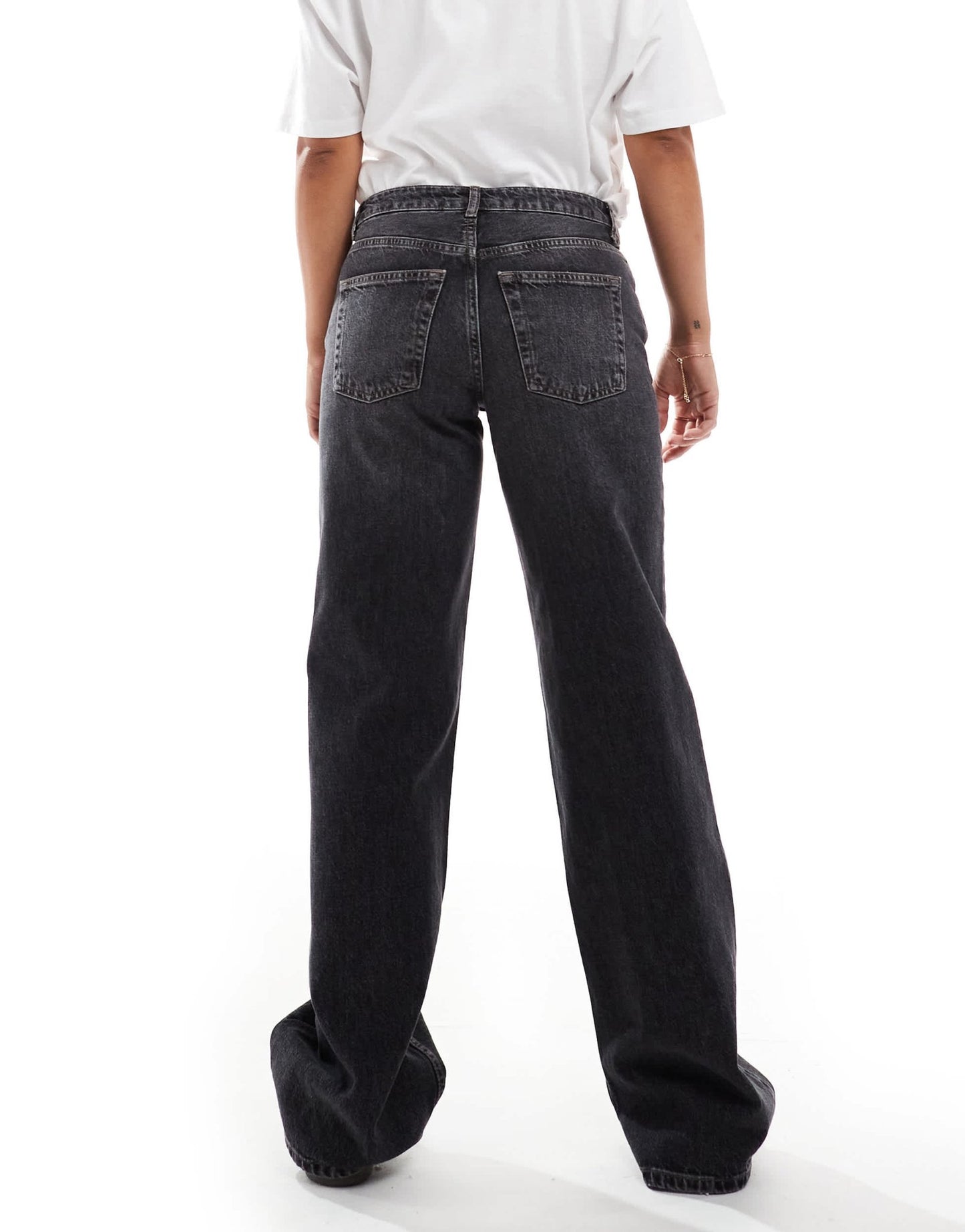 Topshop Hourglass Ember low rise straight leg jean in dirty washed black - ASOS Sample Sale