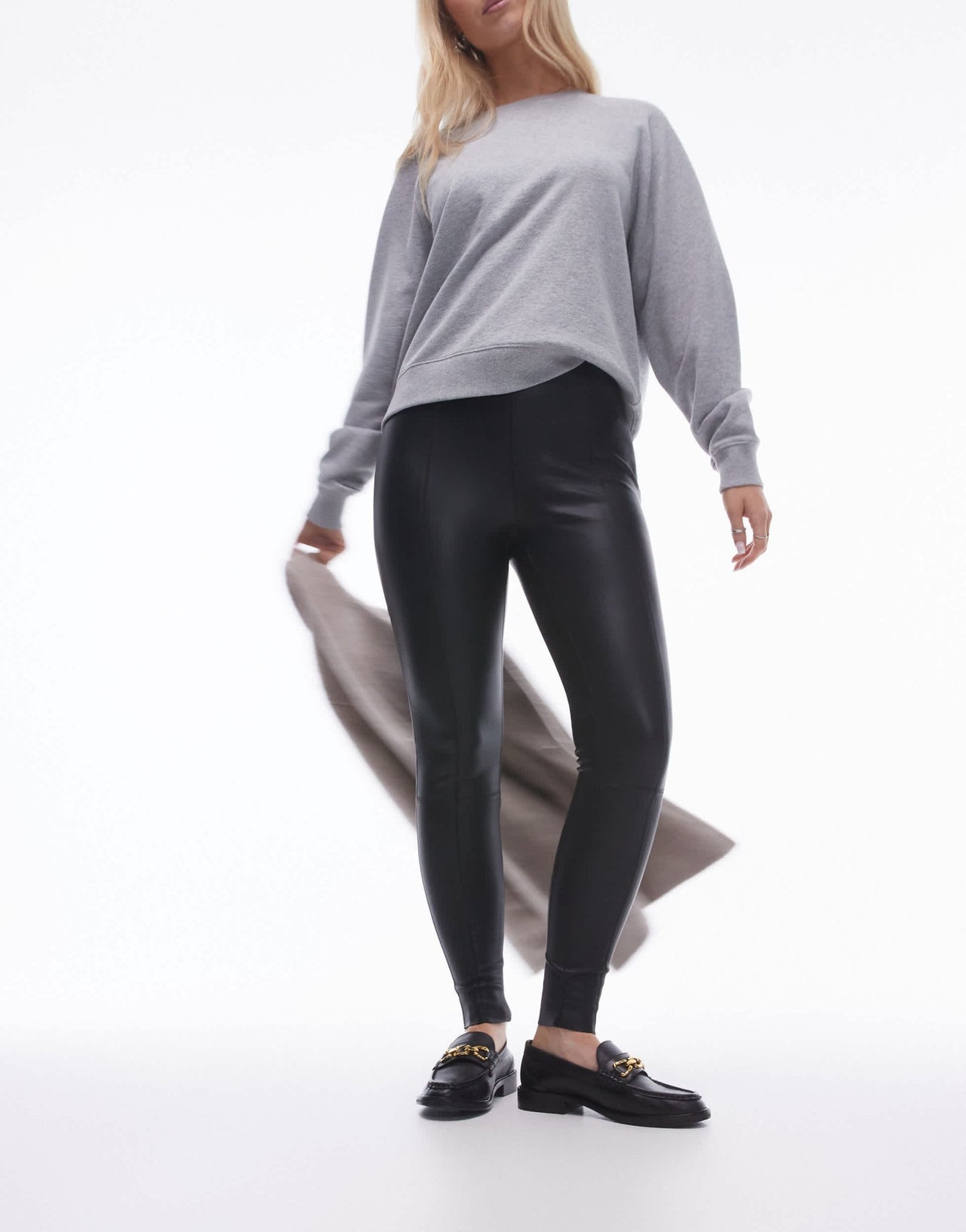 Topshop Hourglass skinny faux leather trouser in black - ASOS Sample Sale