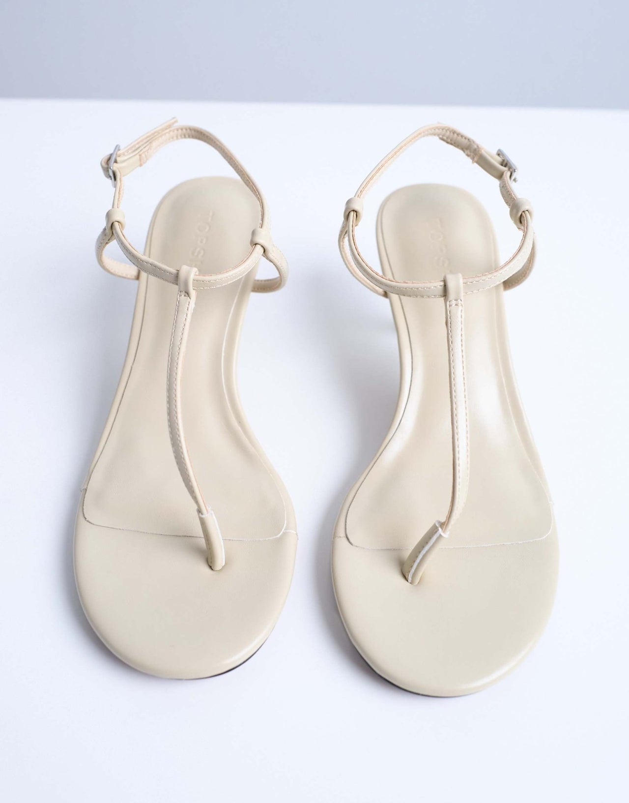 Topshop Imani toe thong mid heel in off white - ASOS Sample Sale