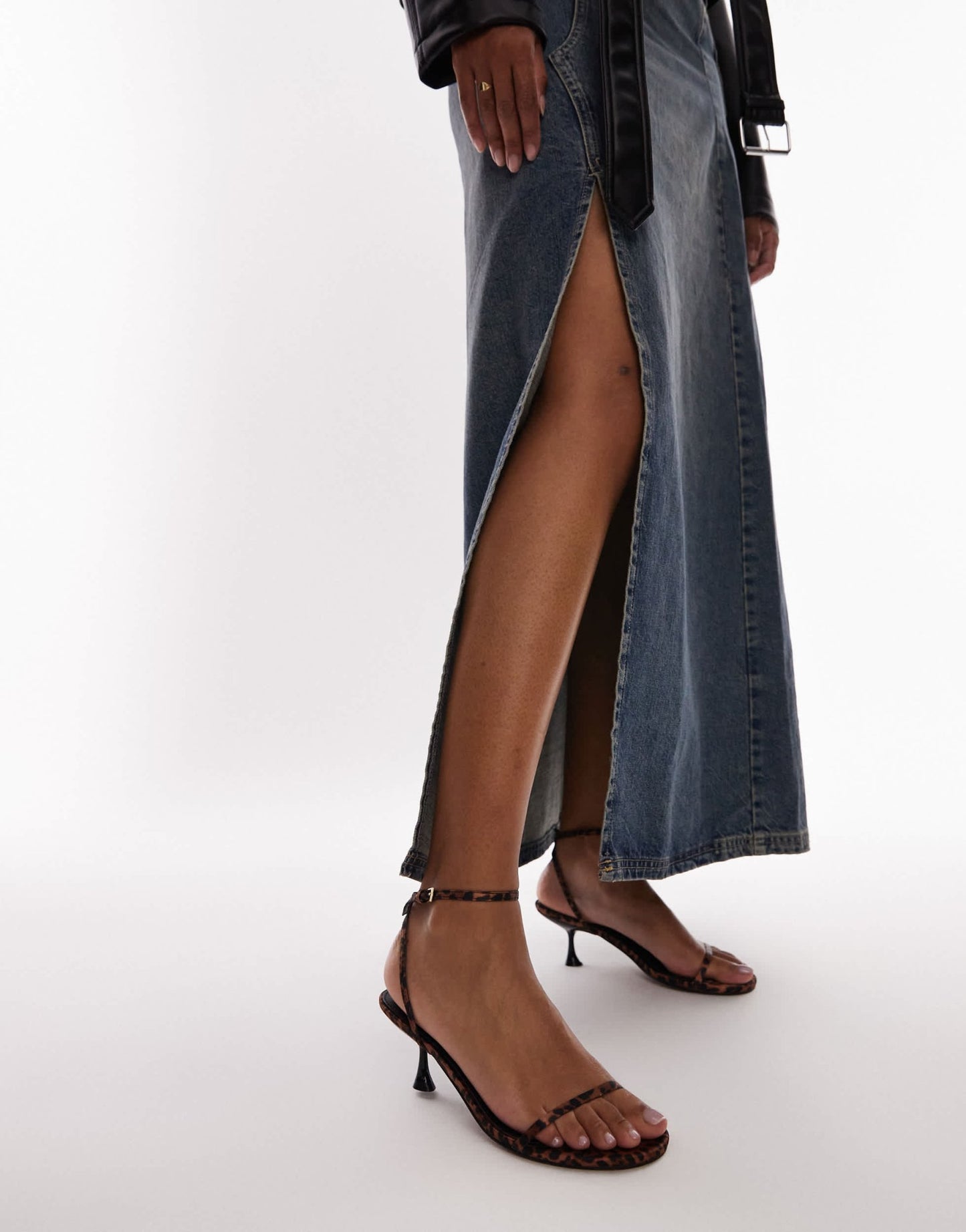Topshop Irena barely there high heeled sandals in leopard - ASOS Sample Sale