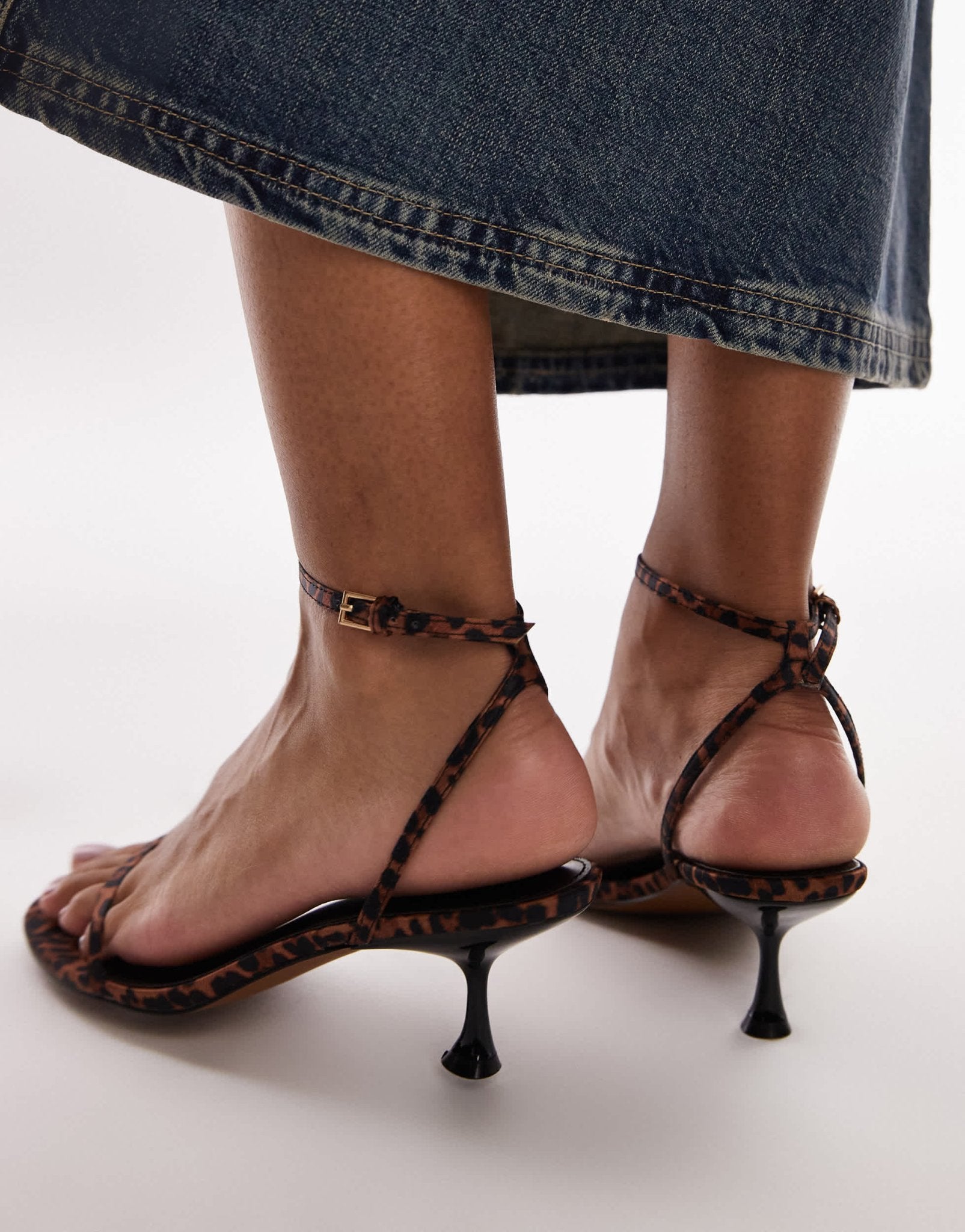 Topshop Irena barely there high heeled sandals in leopard - ASOS Sample Sale