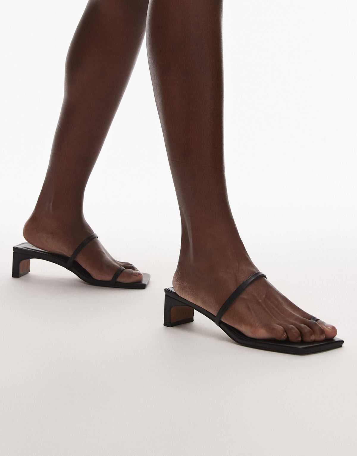 Topshop Ivy mid heeled sandals in black - ASOS Sample Sale