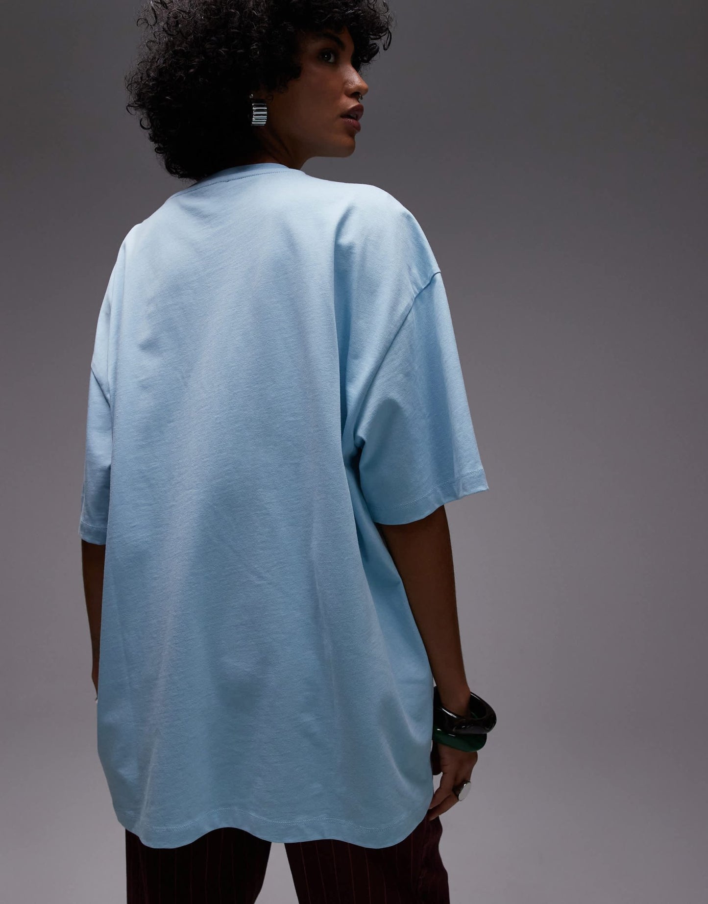Topshop jersey graphic scarf print oversized top in light blue - ASOS Sample Sale