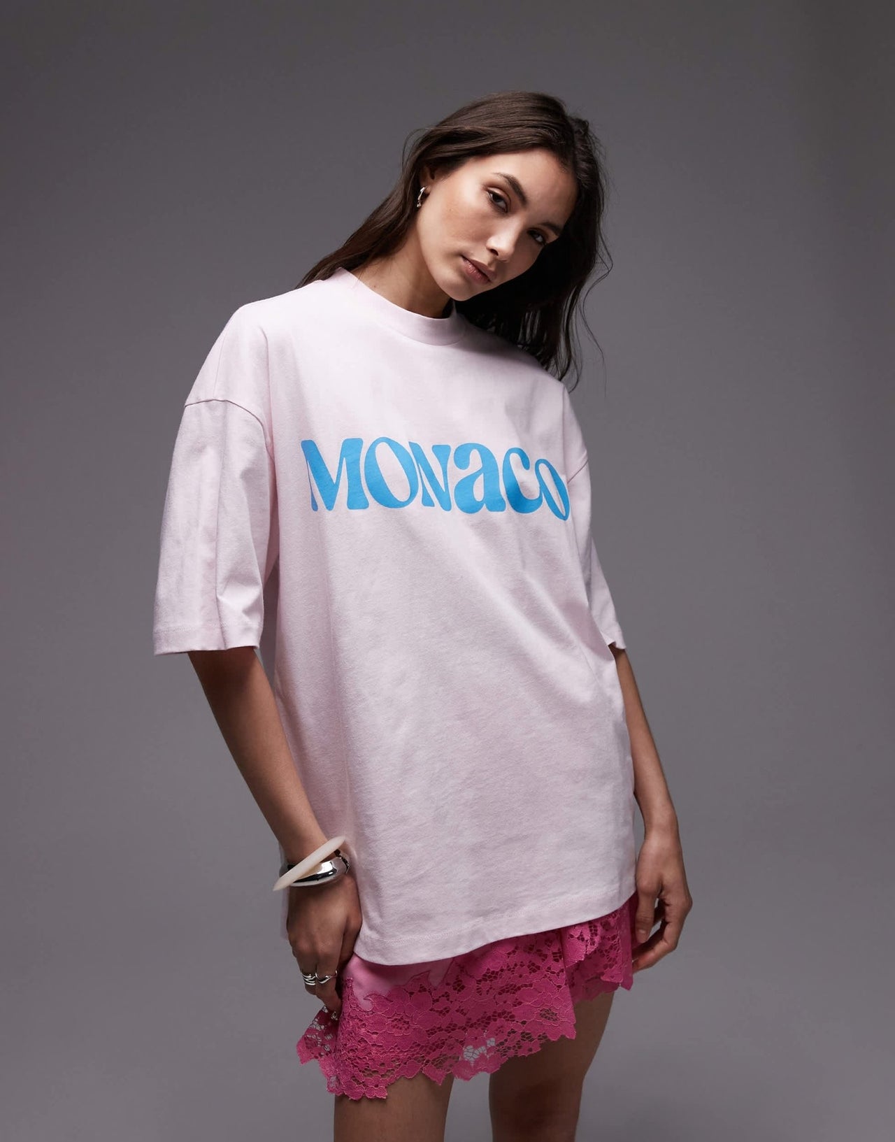 Topshop jersey graphic t-shirt in pink - ASOS Sample Sale