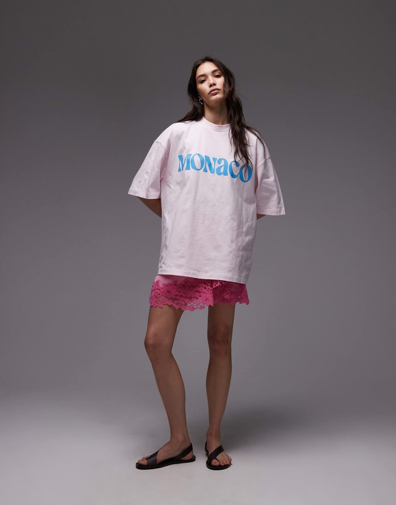 Topshop jersey graphic t-shirt in pink - ASOS Sample Sale