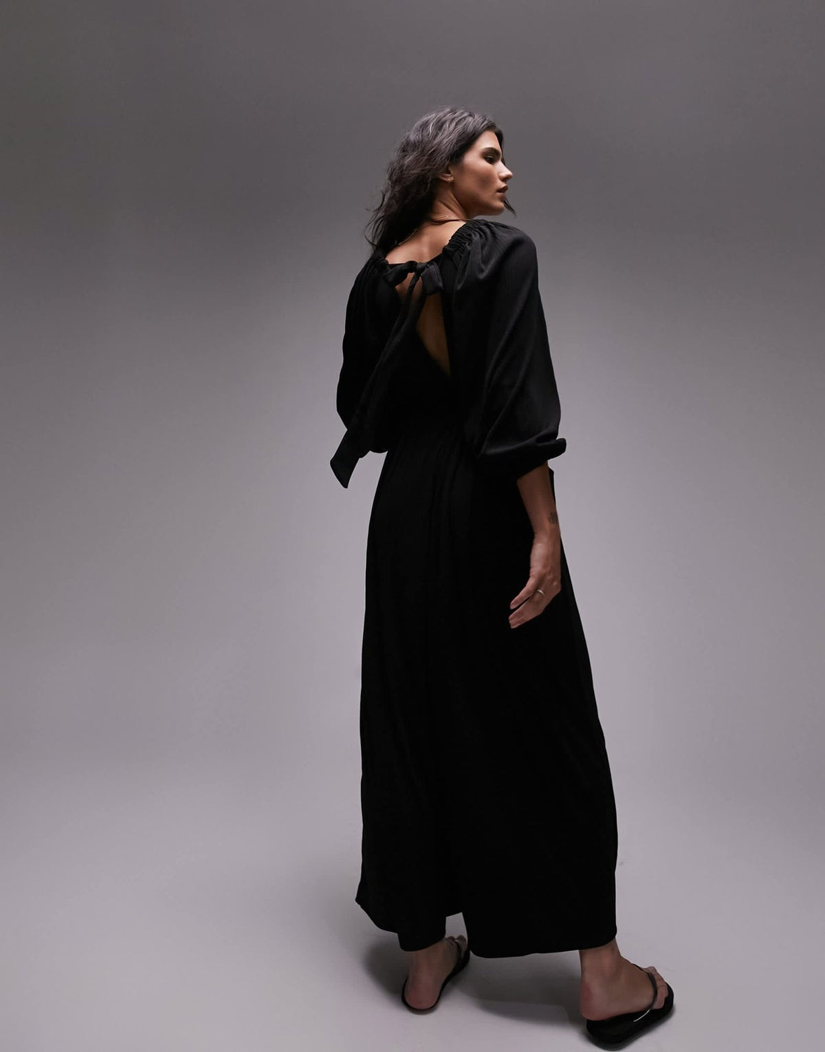 Topshop jersey long sleeve jumpsuit in black - ASOS Sample Sale