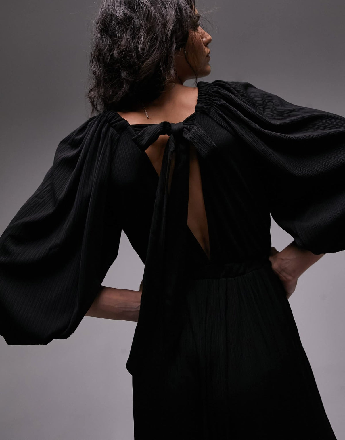 Topshop jersey long sleeve jumpsuit in black - ASOS Sample Sale