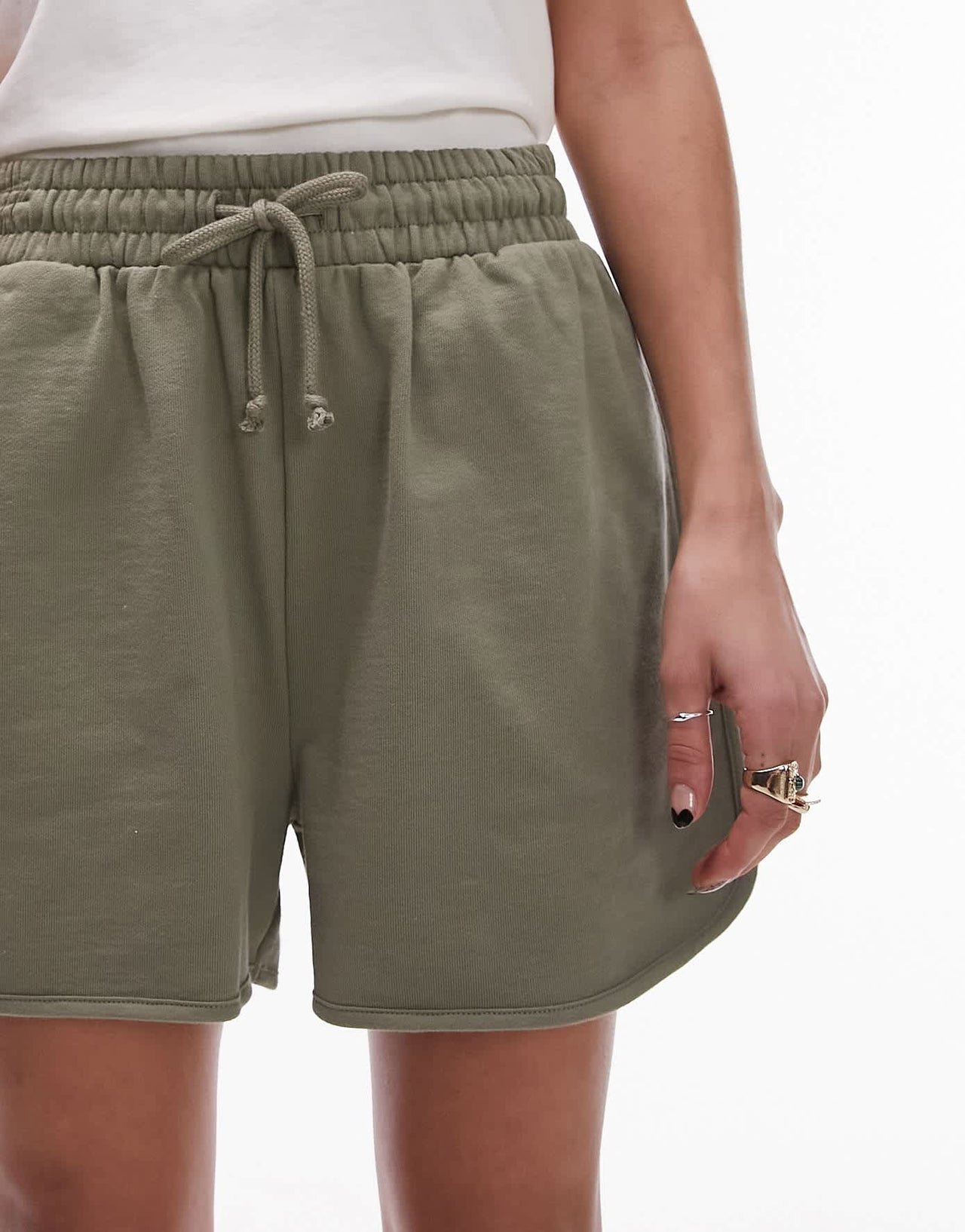 Topshop jogger short in khaki - ASOS Sample Sale