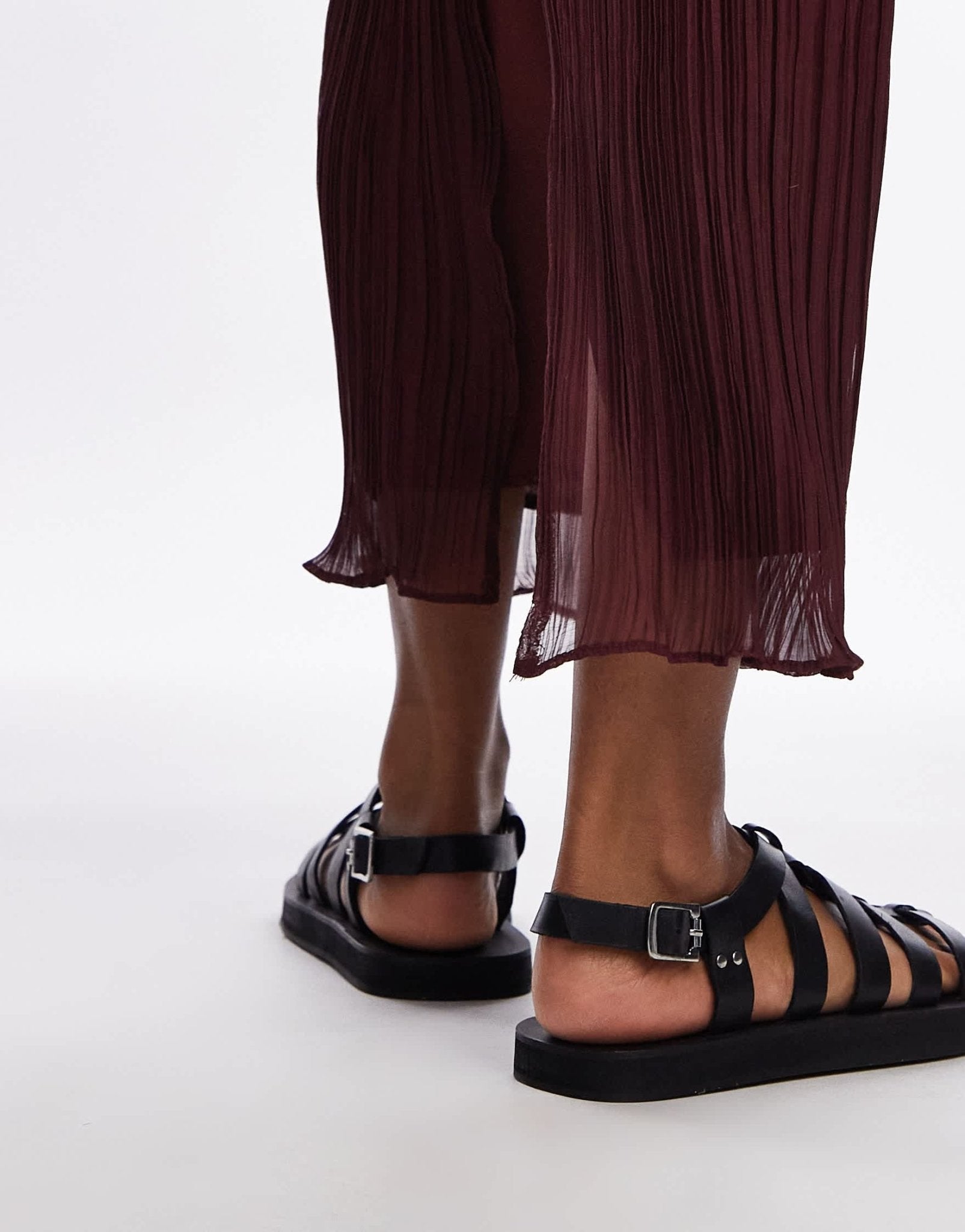 Topshop Julian leather fisherman sandals in black - ASOS Sample Sale