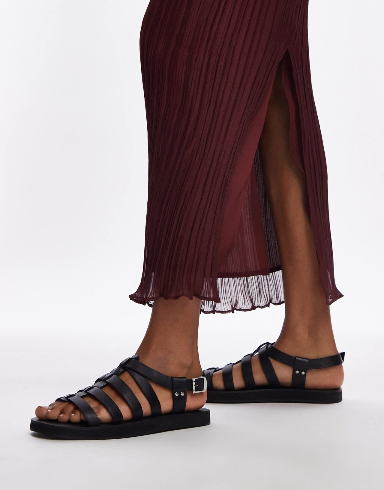 Topshop Julian leather fisherman sandals in black - ASOS Sample Sale