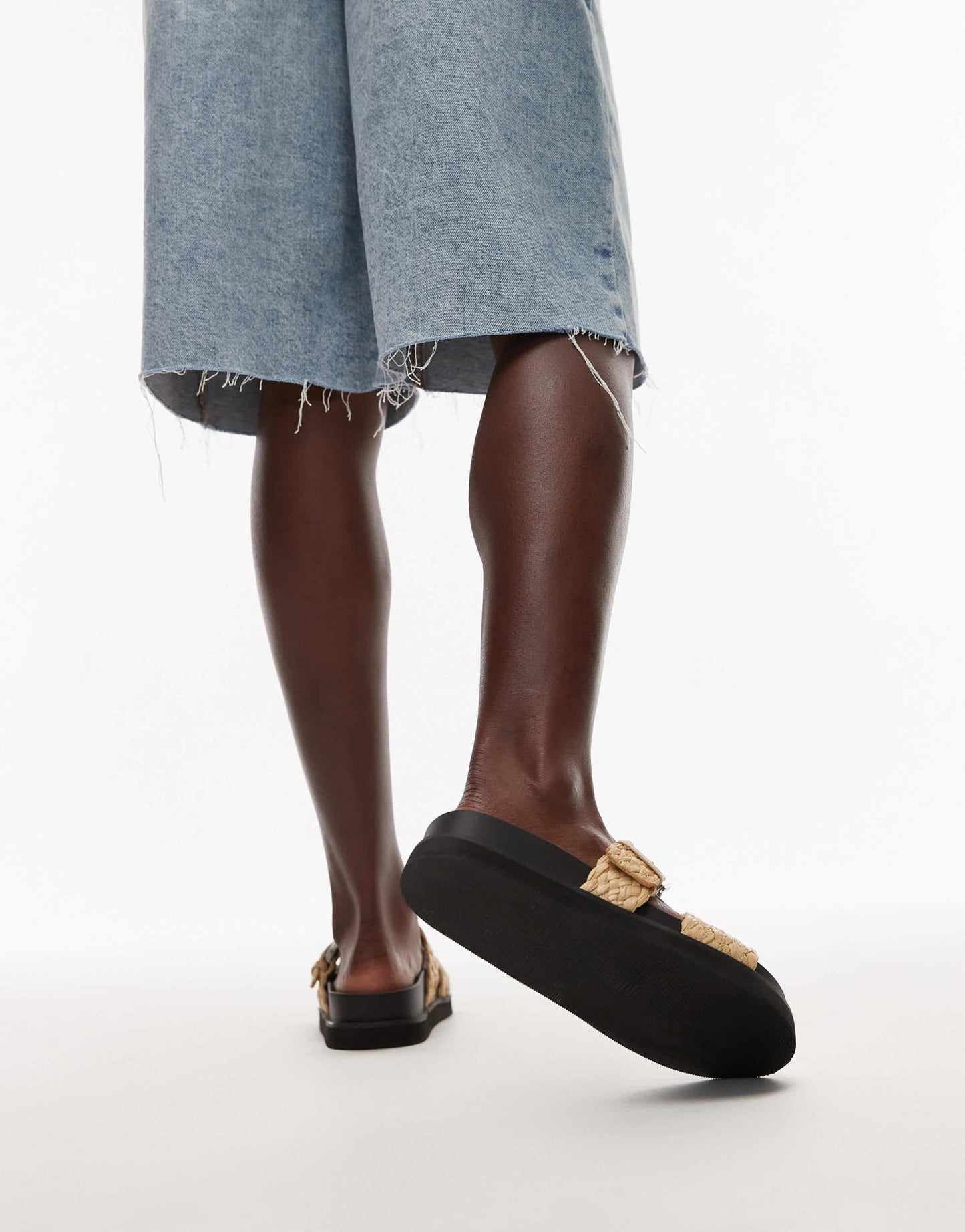 Topshop Kady woven flat sandal with buckle in natural - ASOS Sample Sale