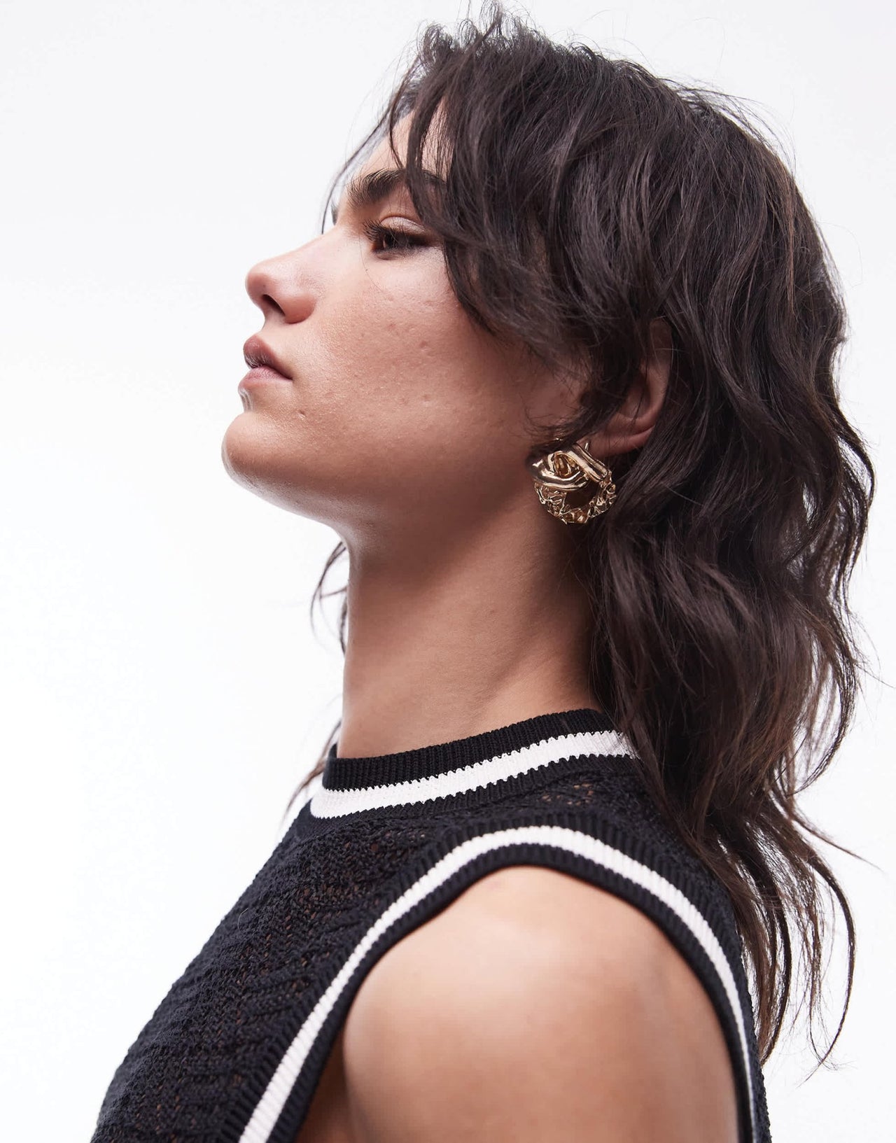 Topshop knitted contrast trim vest in black - ASOS Sample Sale