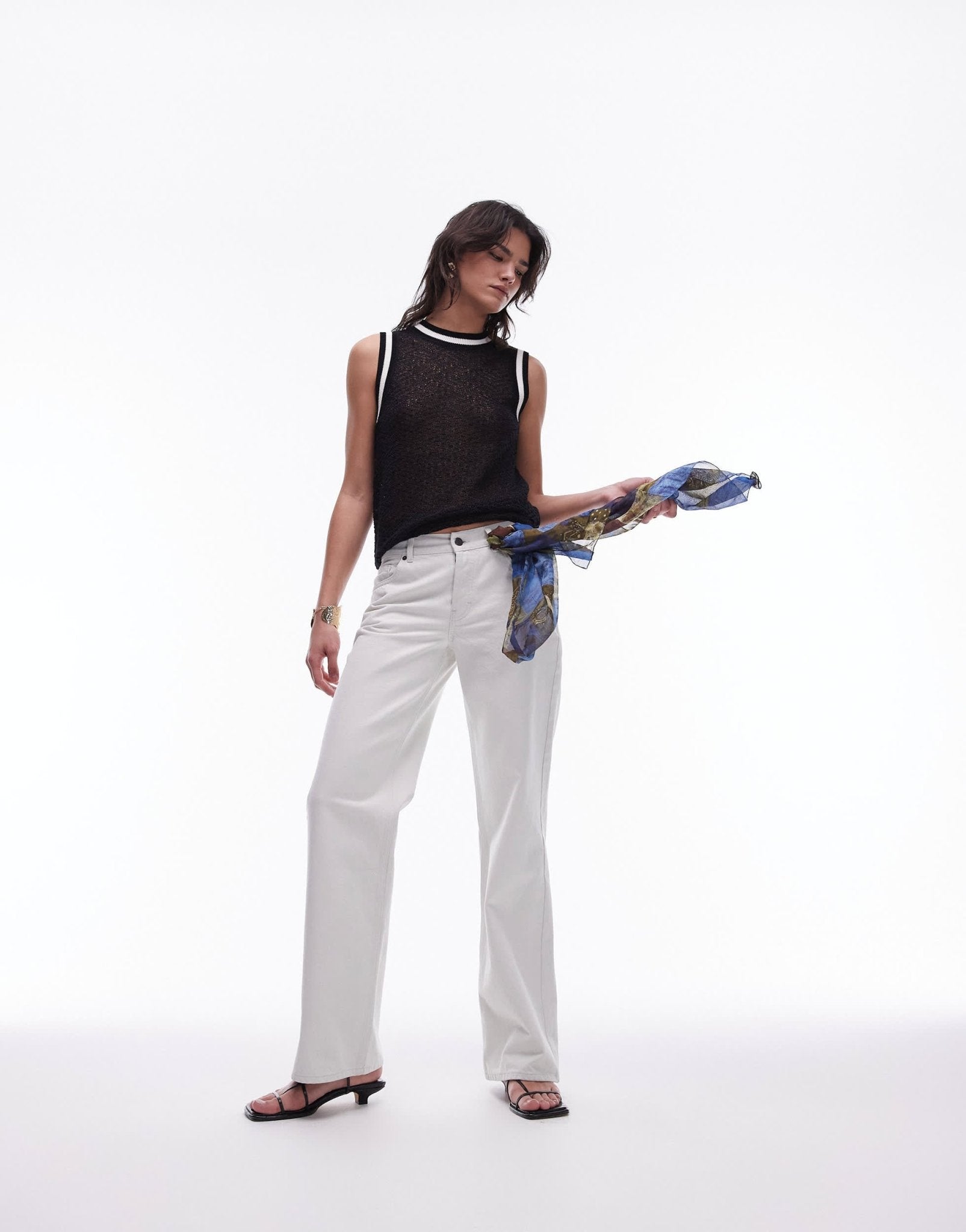Topshop knitted contrast trim vest in black - ASOS Sample Sale