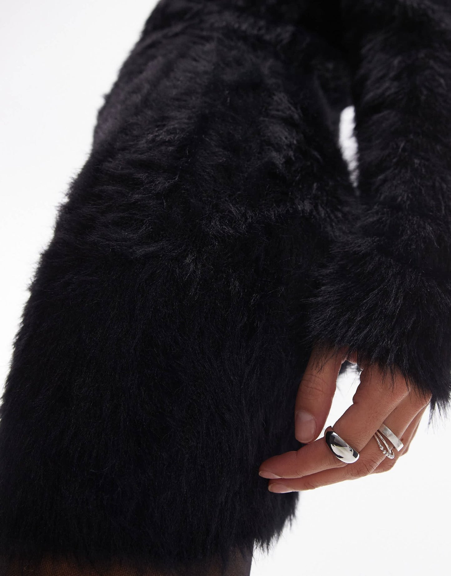 Topshop knitted fluffy mini skirt co - ord in black - ASOS Sample Sale