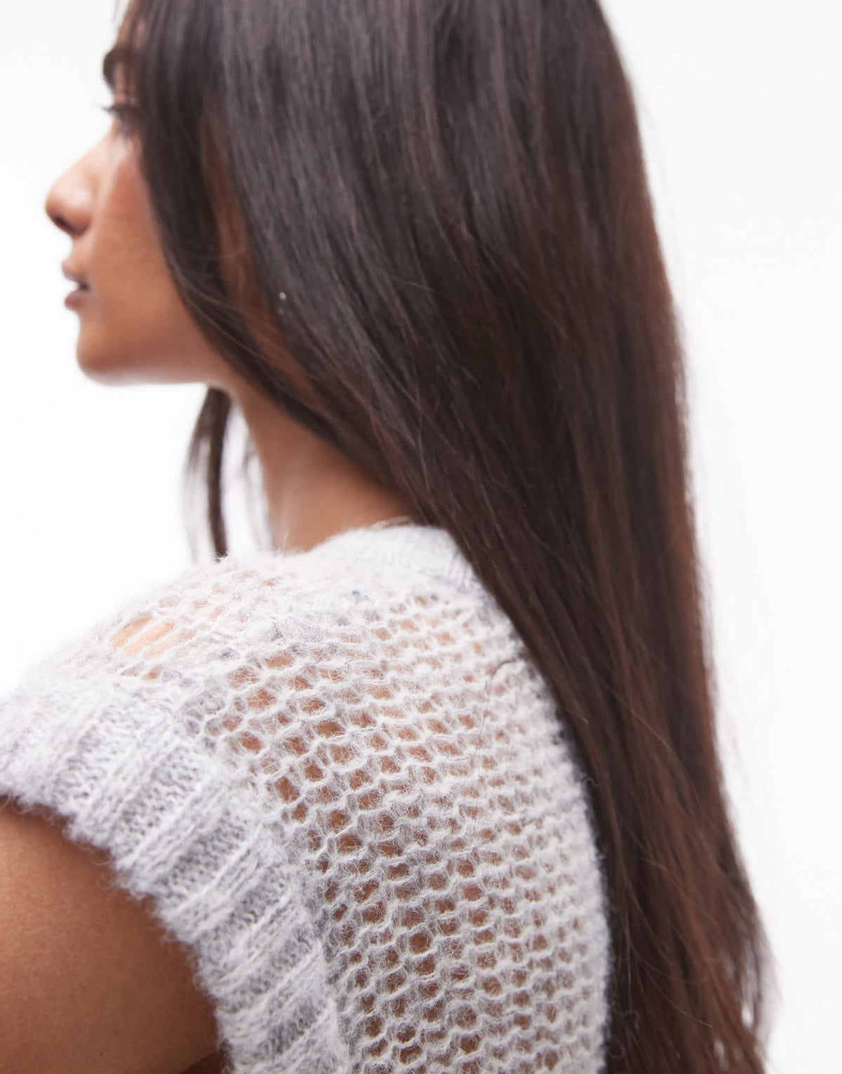 Topshop knitted sheer tank in grey - ASOS Sample Sale