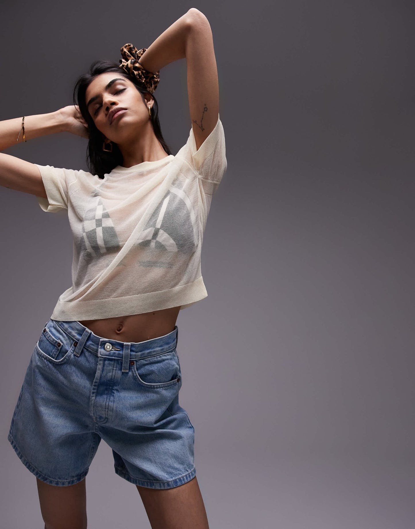 Topshop knitted sheer tshirt in lemon - ASOS Sample Sale