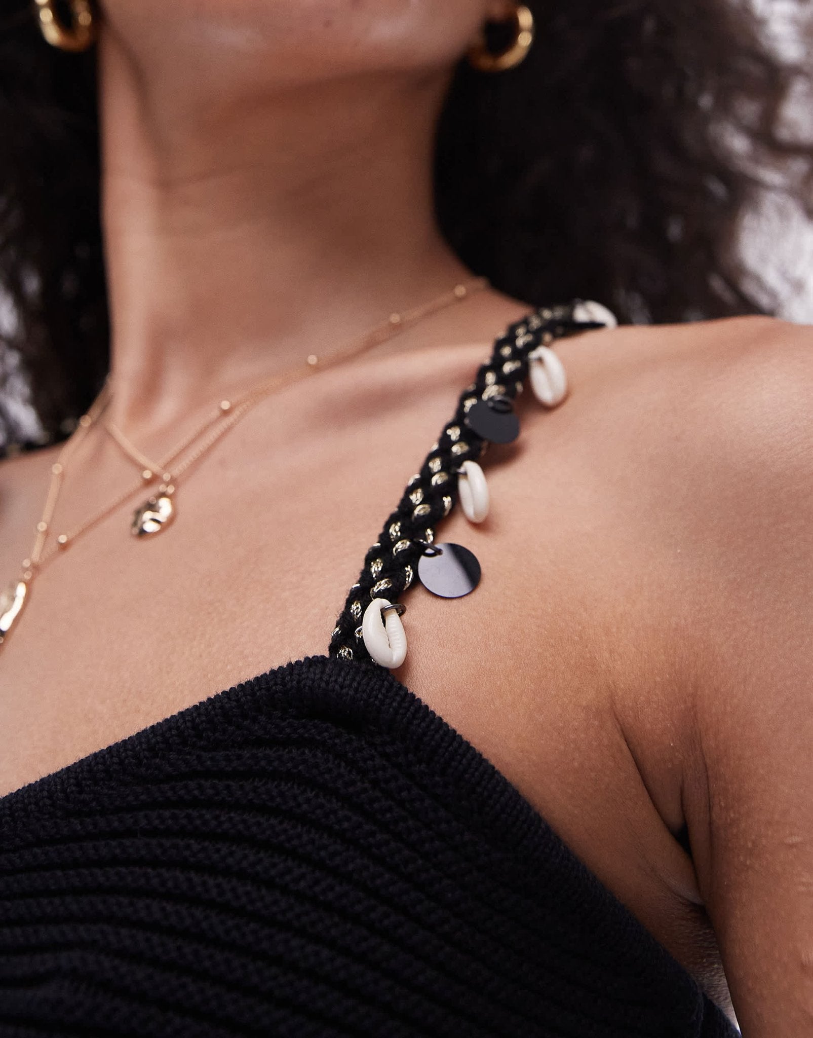 Topshop knitted shell strap cami top in black - ASOS Sample Sale