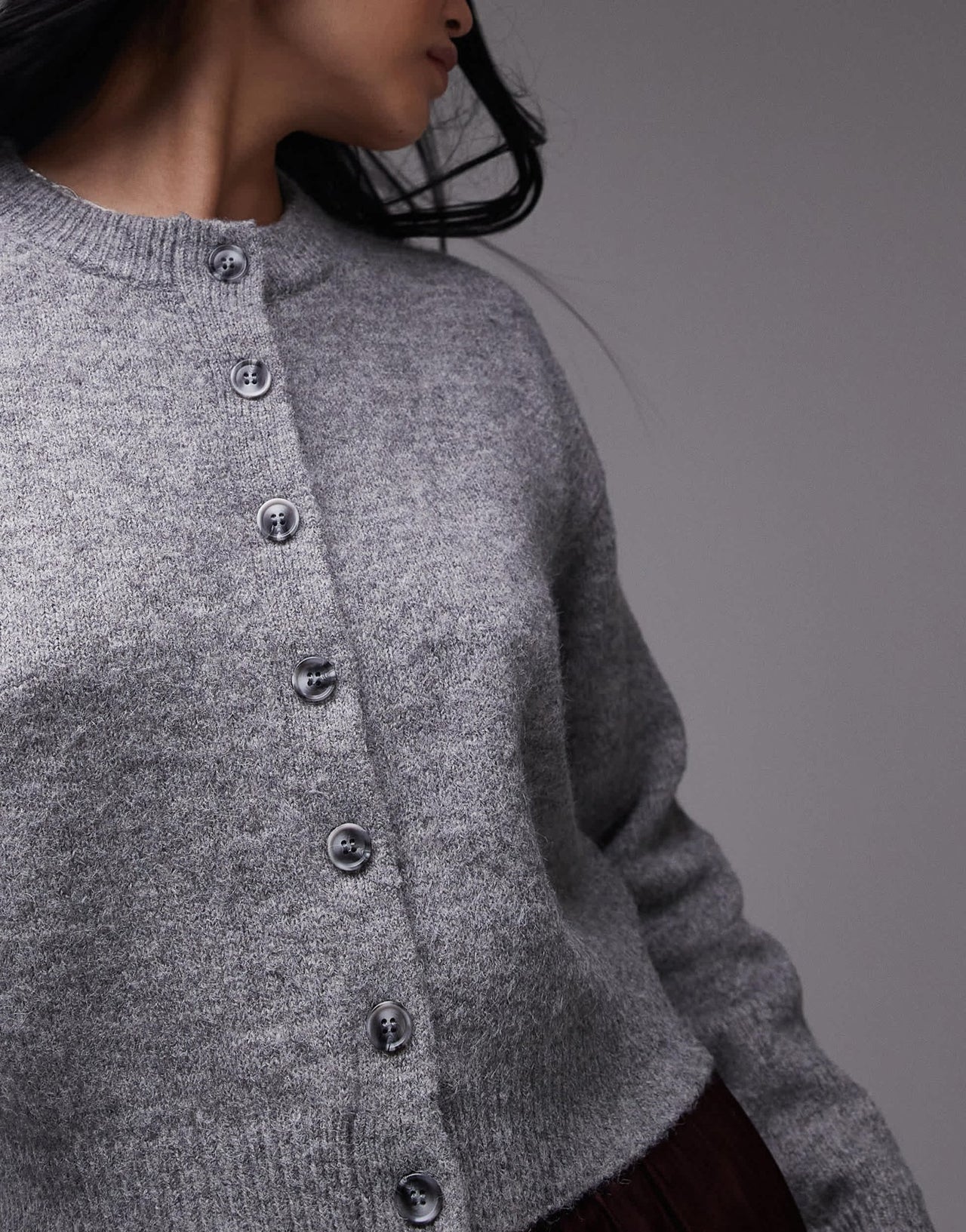 Topshop knitted ultimate micro cardigan in grey - ASOS Sample Sale