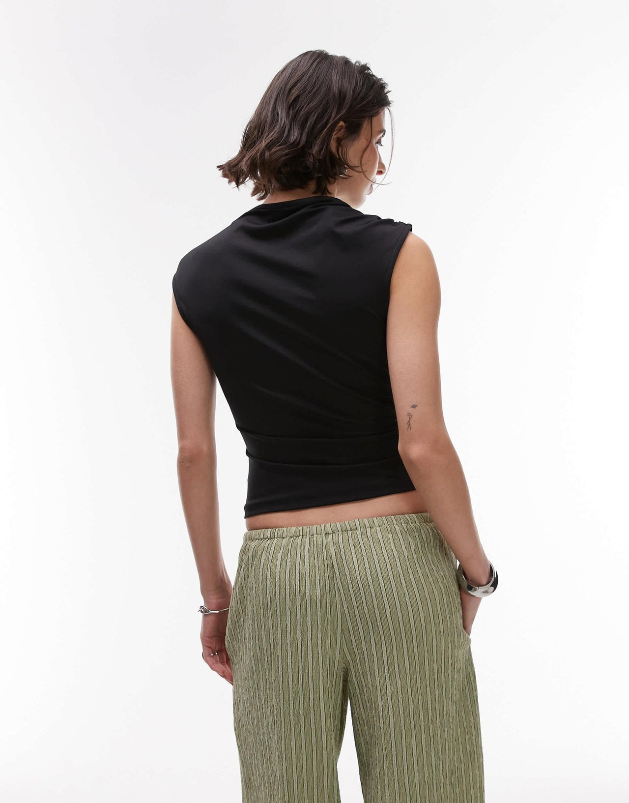 Topshop knot shoulder top in black - ASOS Sample Sale