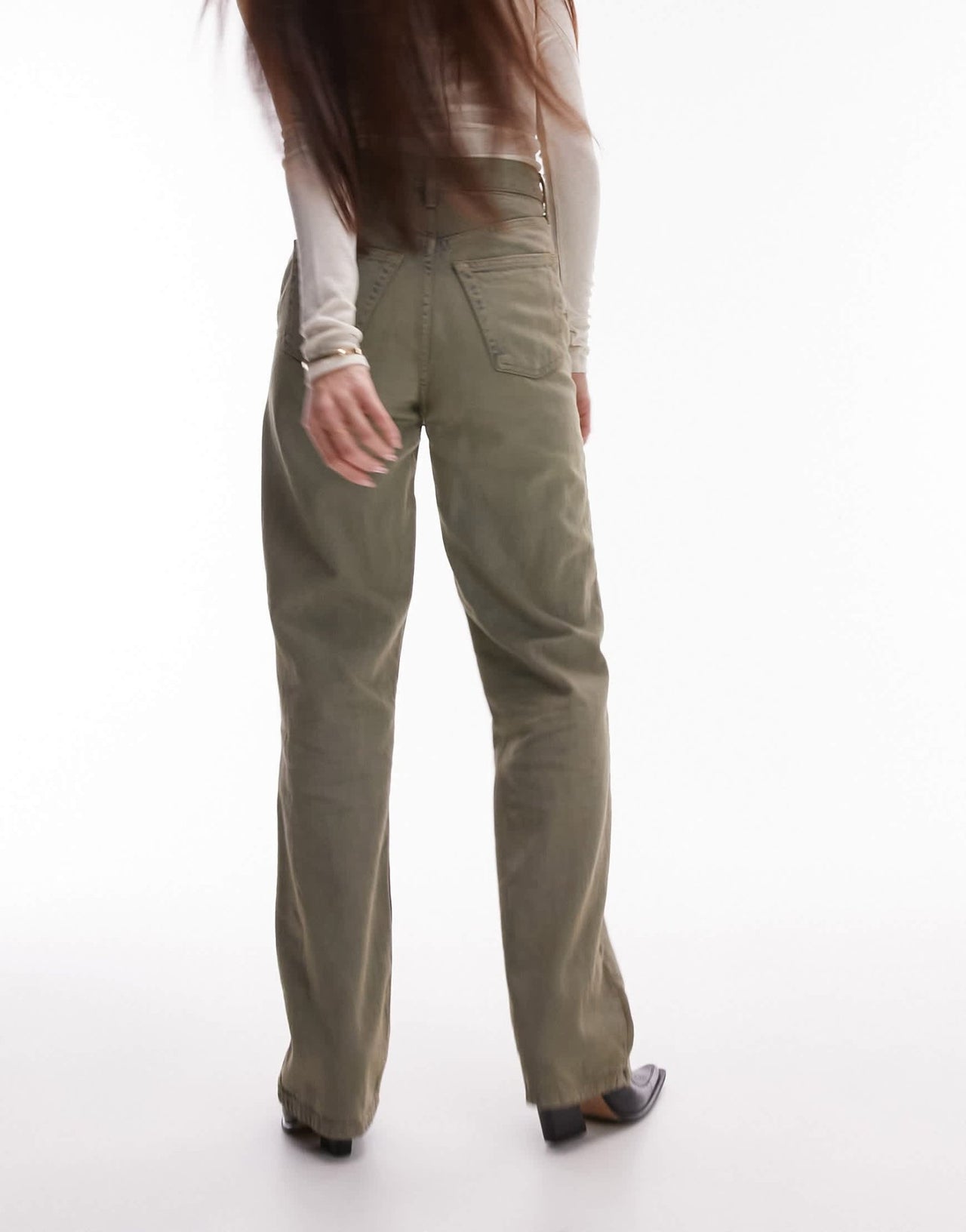 Topshop Kort high rise straight jean in tinted grey - ASOS Sample Sale