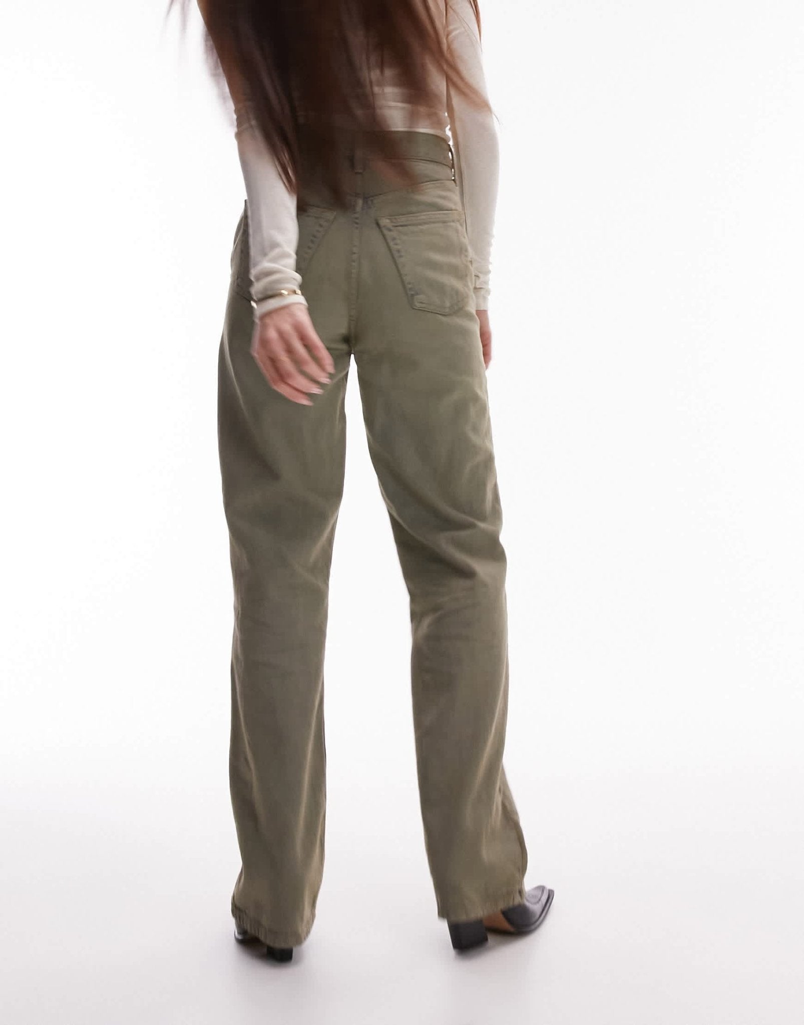 Topshop Kort high rise straight jean in tinted grey - ASOS Sample Sale
