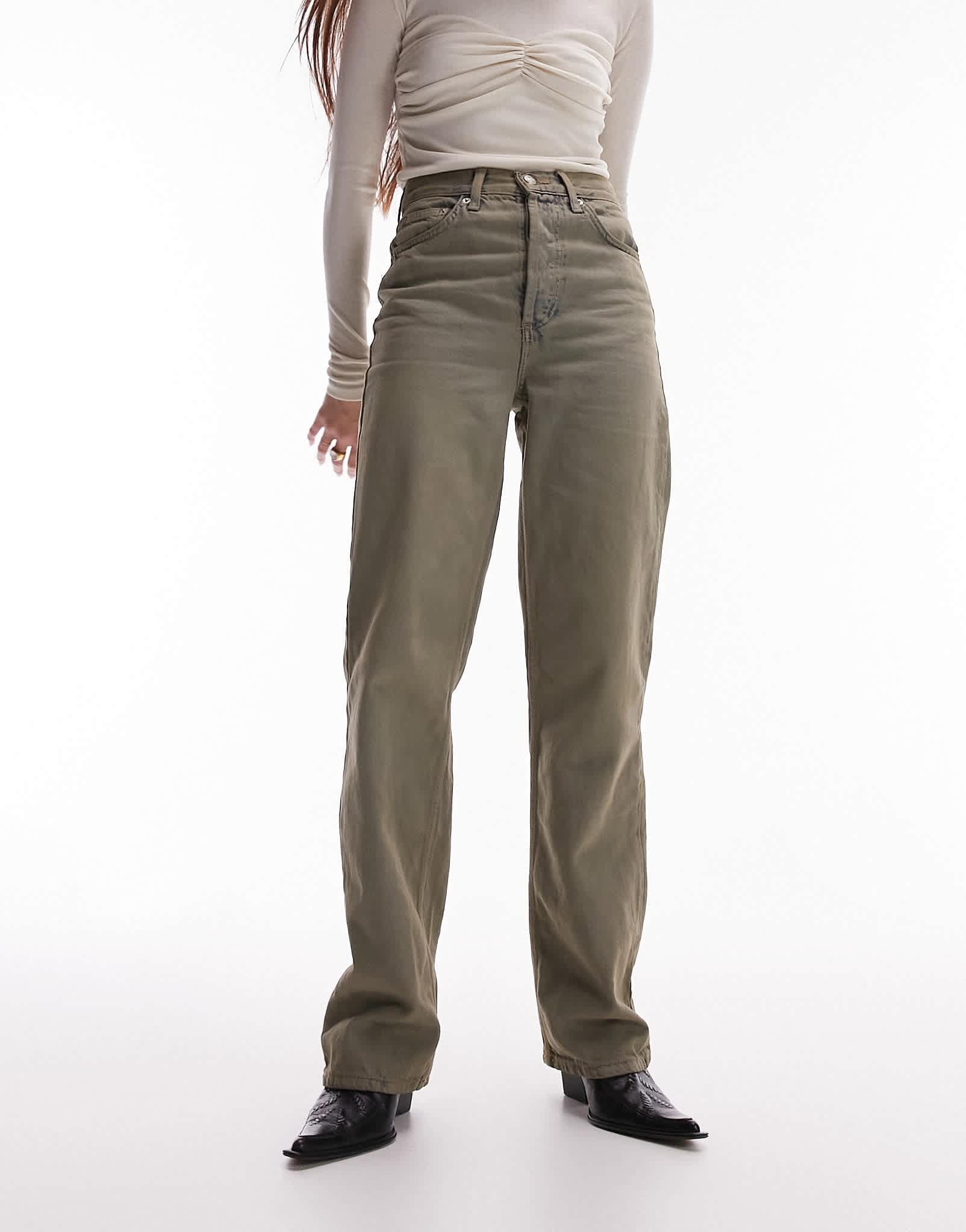 Topshop Kort high rise straight jean in tinted grey - ASOS Sample Sale