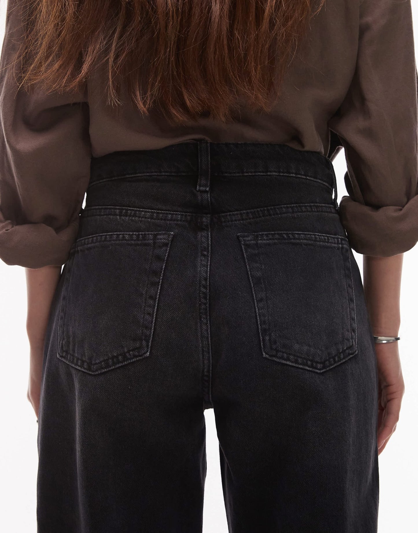Topshop Kort high rise straight jean in washed black - ASOS Sample Sale