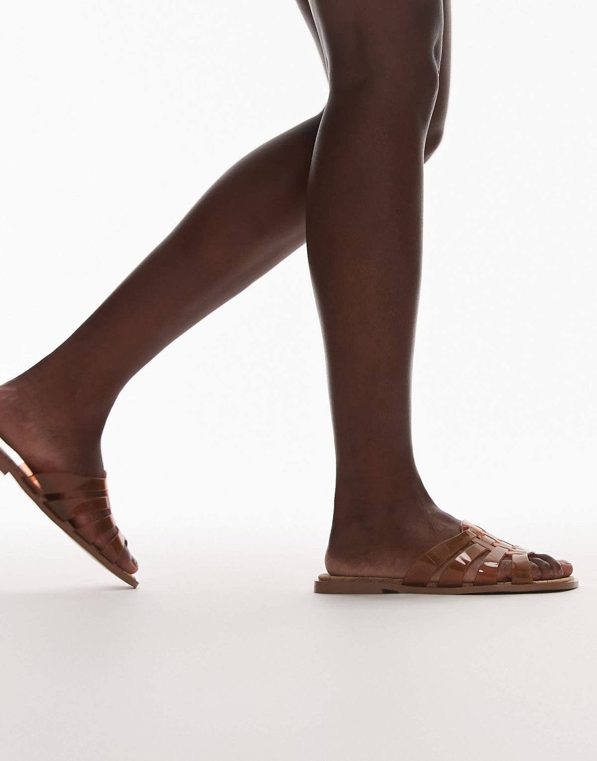 Topshop Kris jelly flat sandals in tan - ASOS Sample Sale