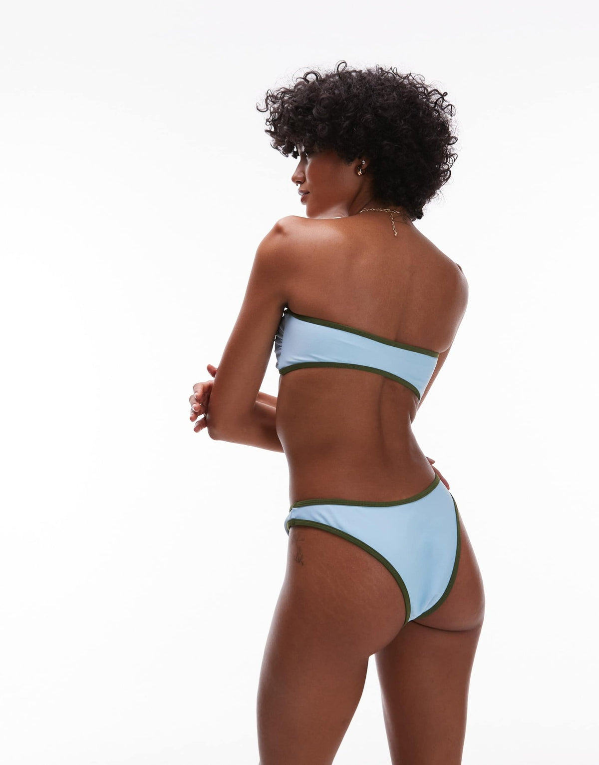 Topshop LA bandeau bikini top in blue and green - ASOS Sample Sale