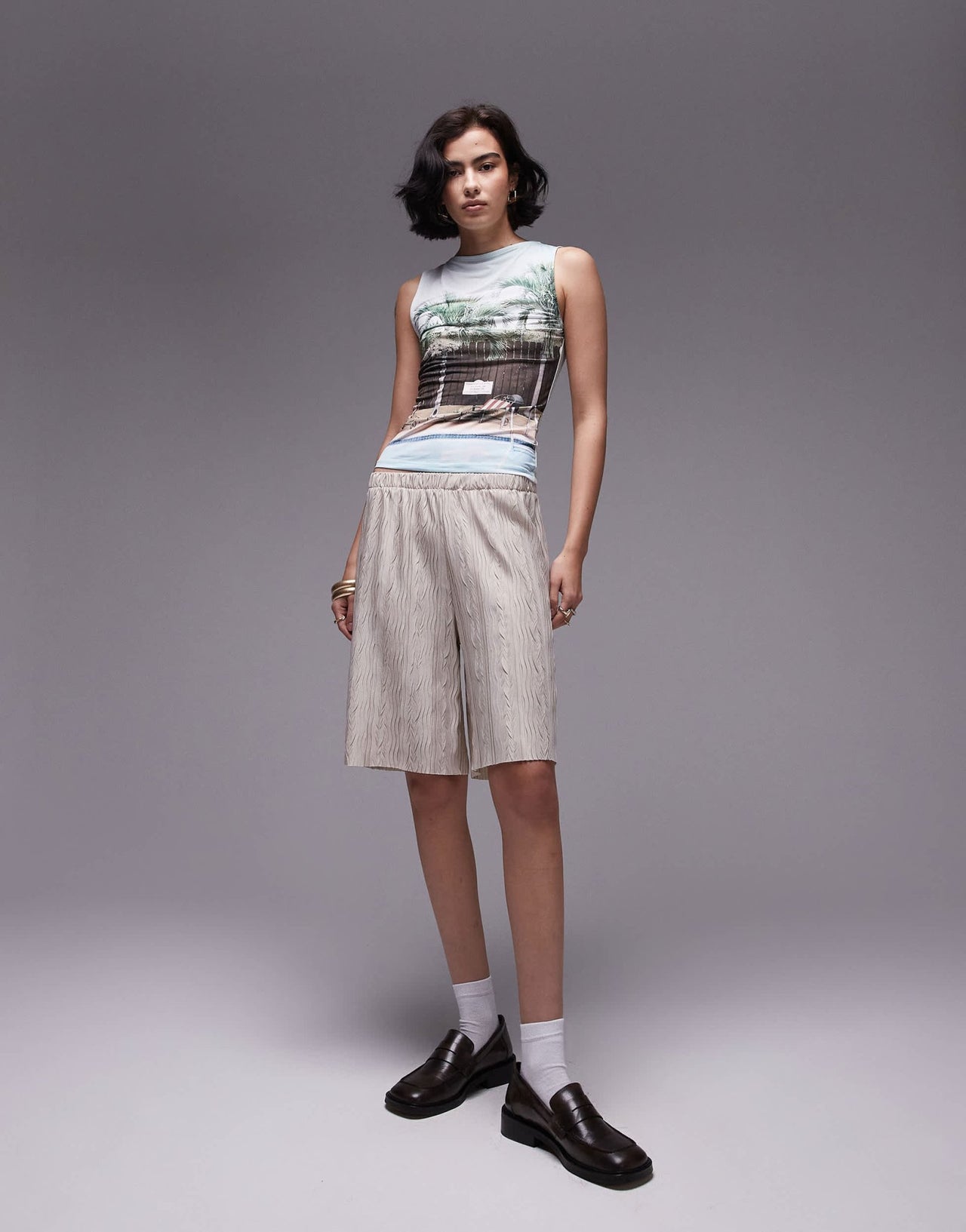 Topshop landscape pool side slash neck tank in multi - ASOS Sample Sale