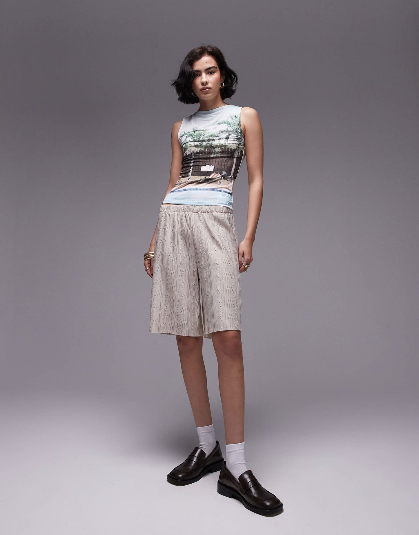 Topshop landscape pool side slash neck tank in multi - ASOS Sample Sale
