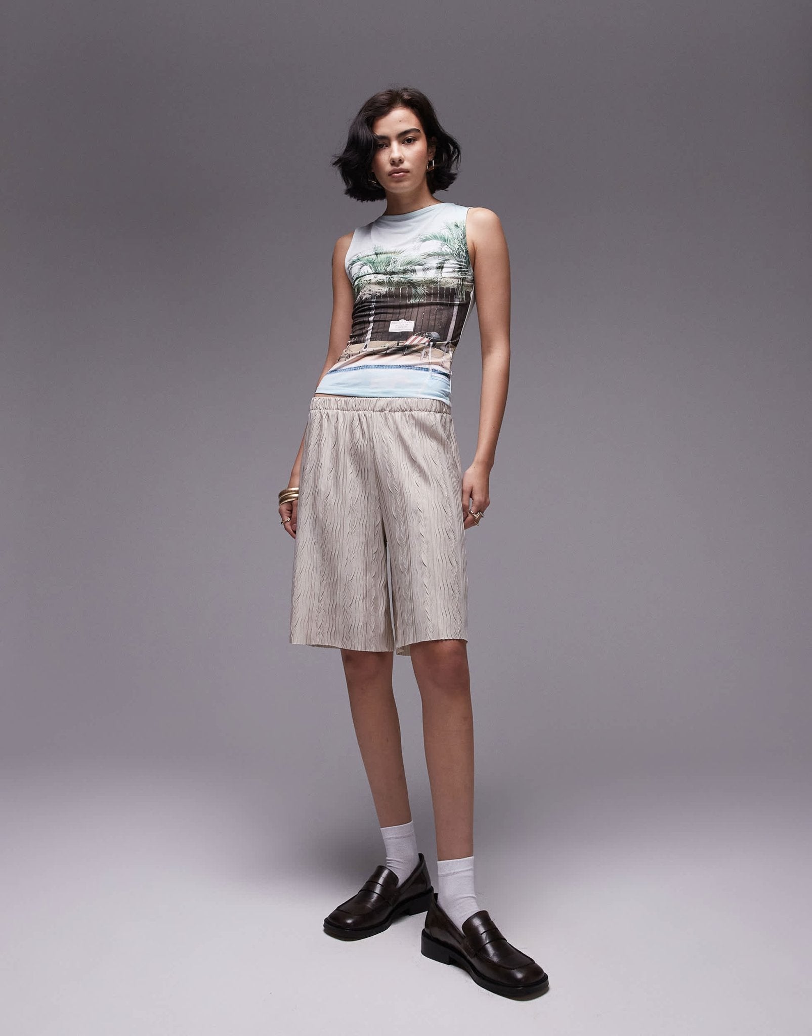 Topshop landscape pool side slash neck tank in multi - ASOS Sample Sale