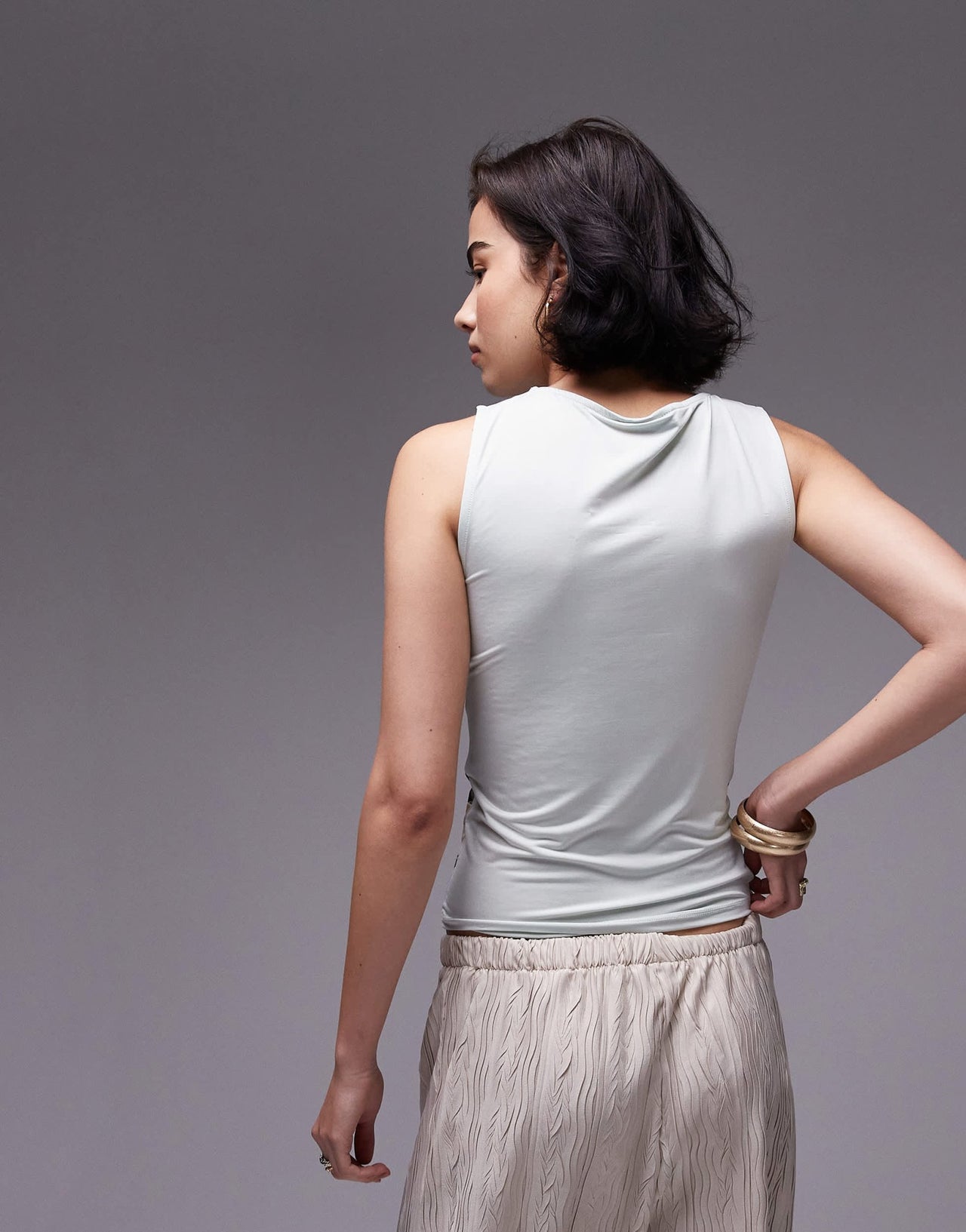Topshop landscape pool side slash neck tank in multi - ASOS Sample Sale