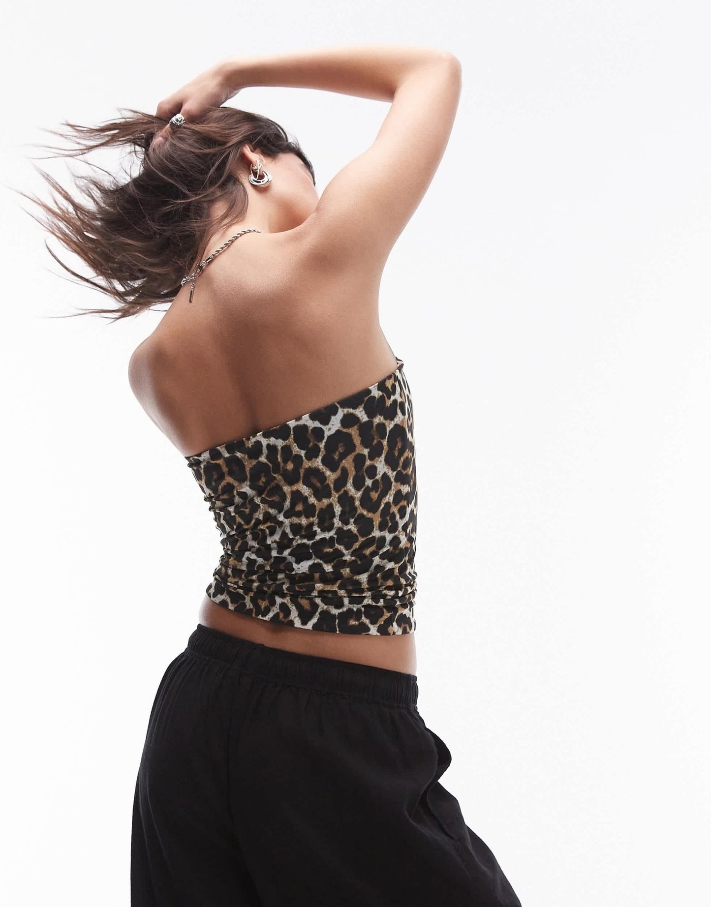 Topshop leopard print bandeau in brown - ASOS Sample Sale