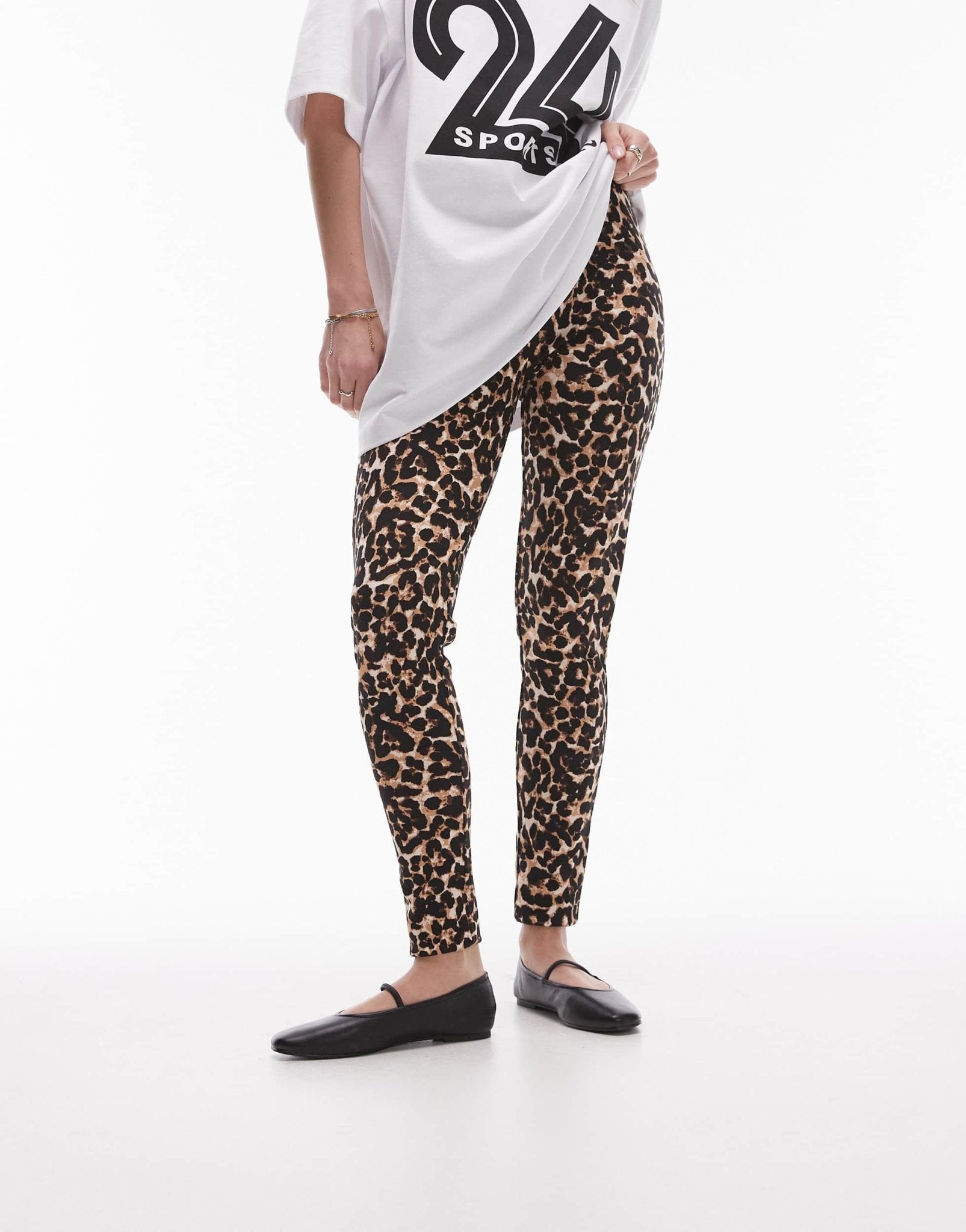Topshop leopard print legging in brown - ASOS Sample Sale