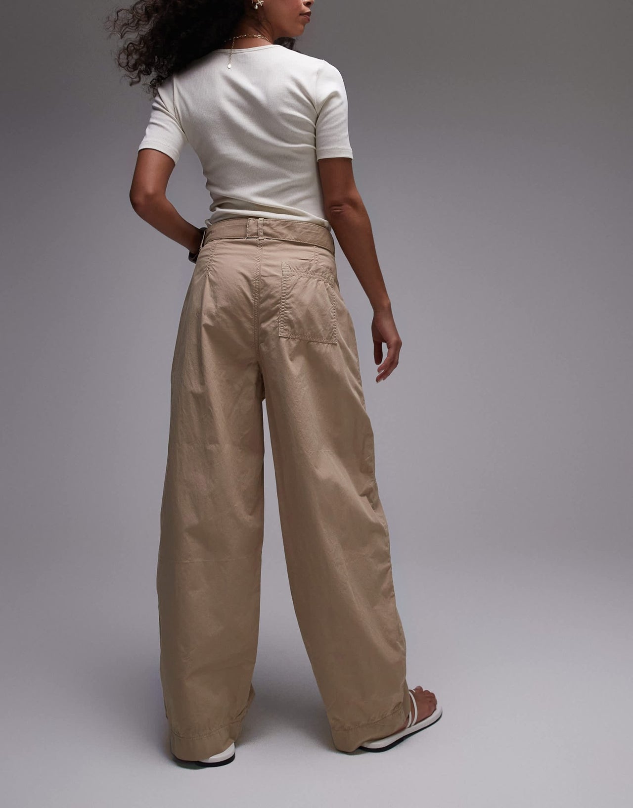 Topshop lightweight balloon trousers in stone - ASOS Sample Sale