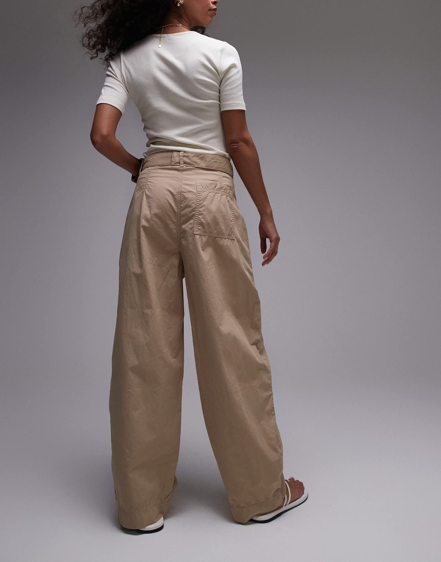 Topshop lightweight balloon trousers in stone - ASOS Sample Sale