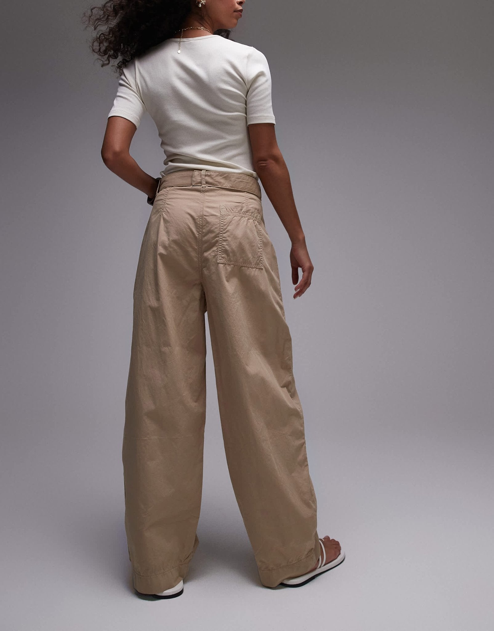 Topshop lightweight balloon trousers in stone - ASOS Sample Sale