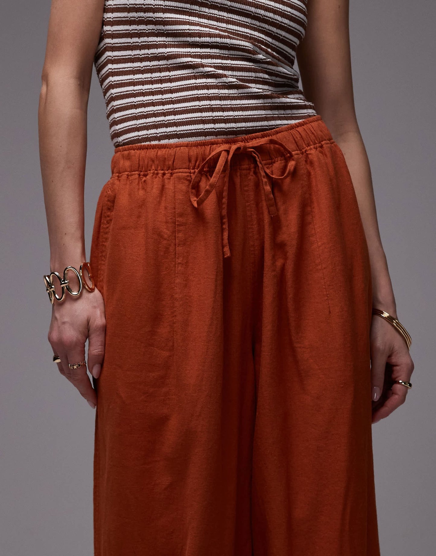 Topshop linen balloon trouser in burnt in orange - ASOS Sample Sale