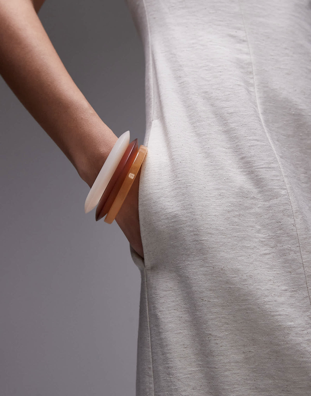 Topshop linen Bandeau midi in natural - ASOS Sample Sale