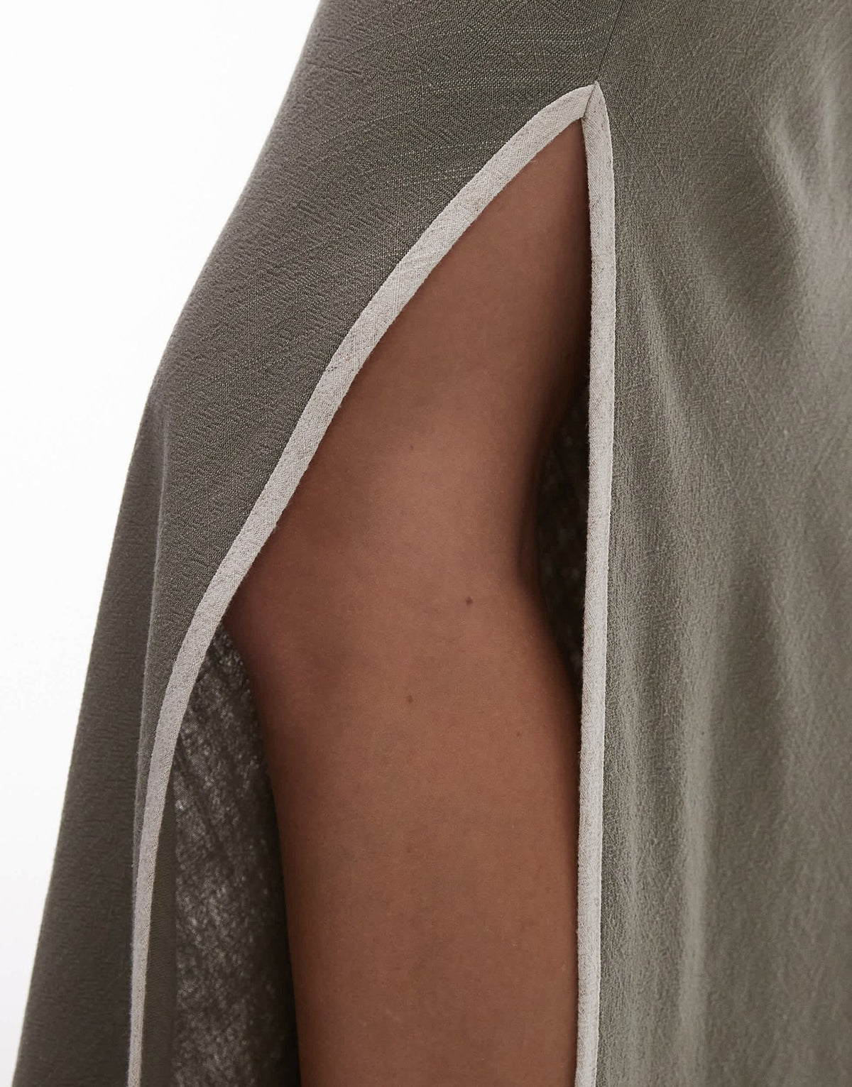 Topshop linen bias maxi skirt in green with contrast piping - ASOS Sample Sale