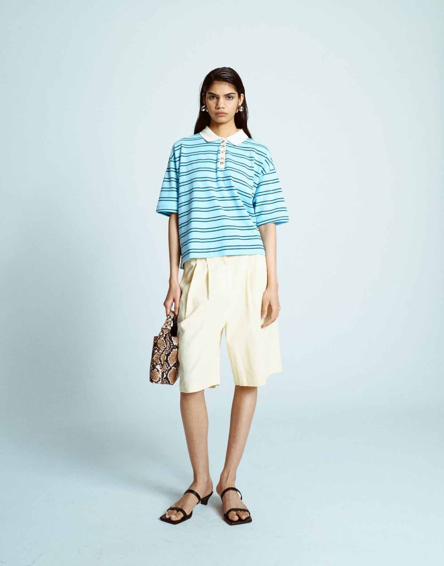 Topshop linen longline short in neutral - ASOS Sample Sale