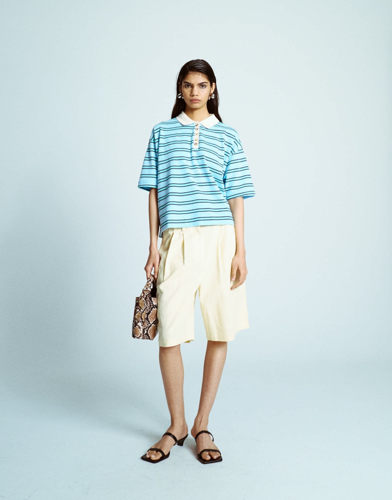 Topshop linen longline short in neutral - ASOS Sample Sale
