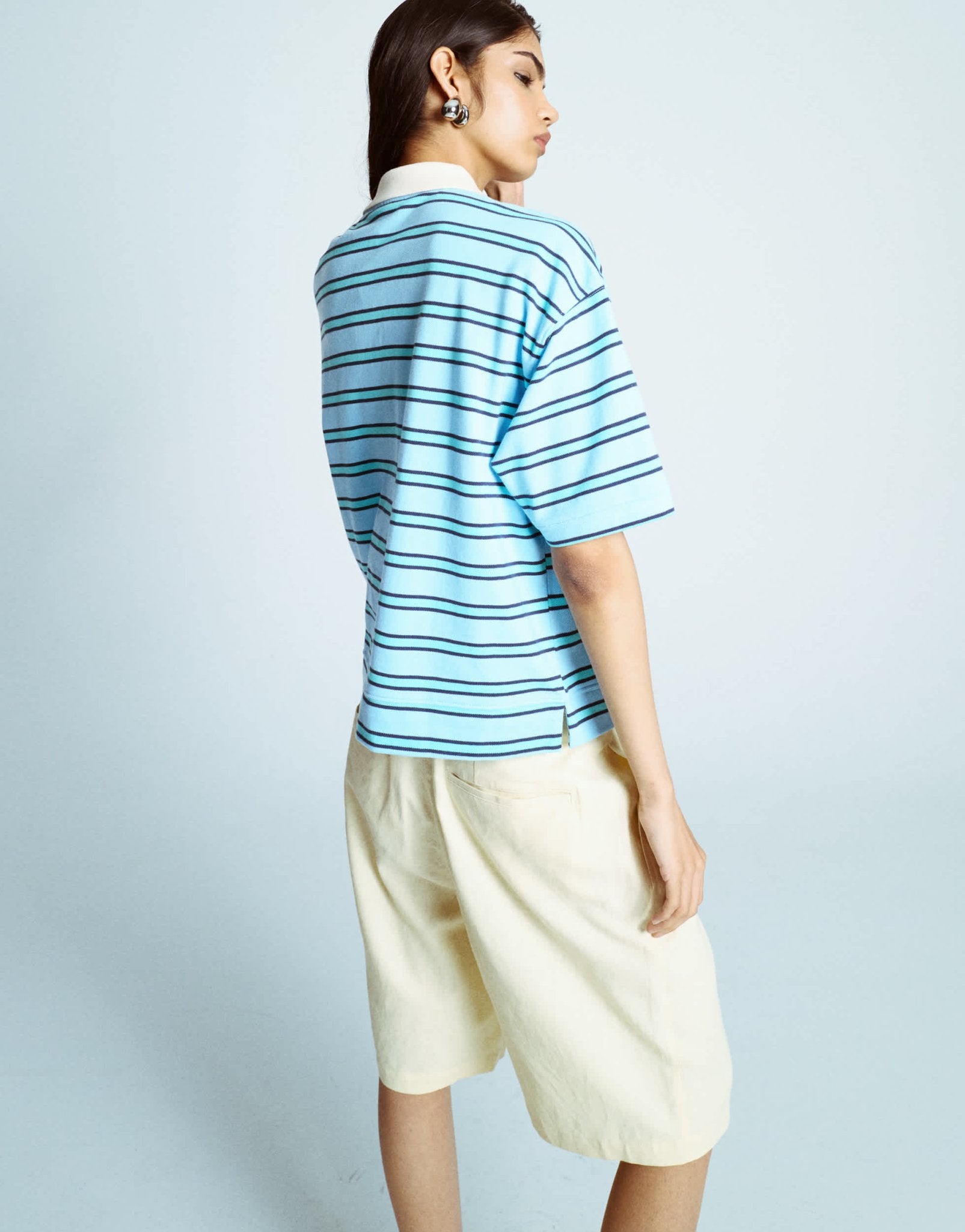 Topshop linen longline short in neutral - ASOS Sample Sale