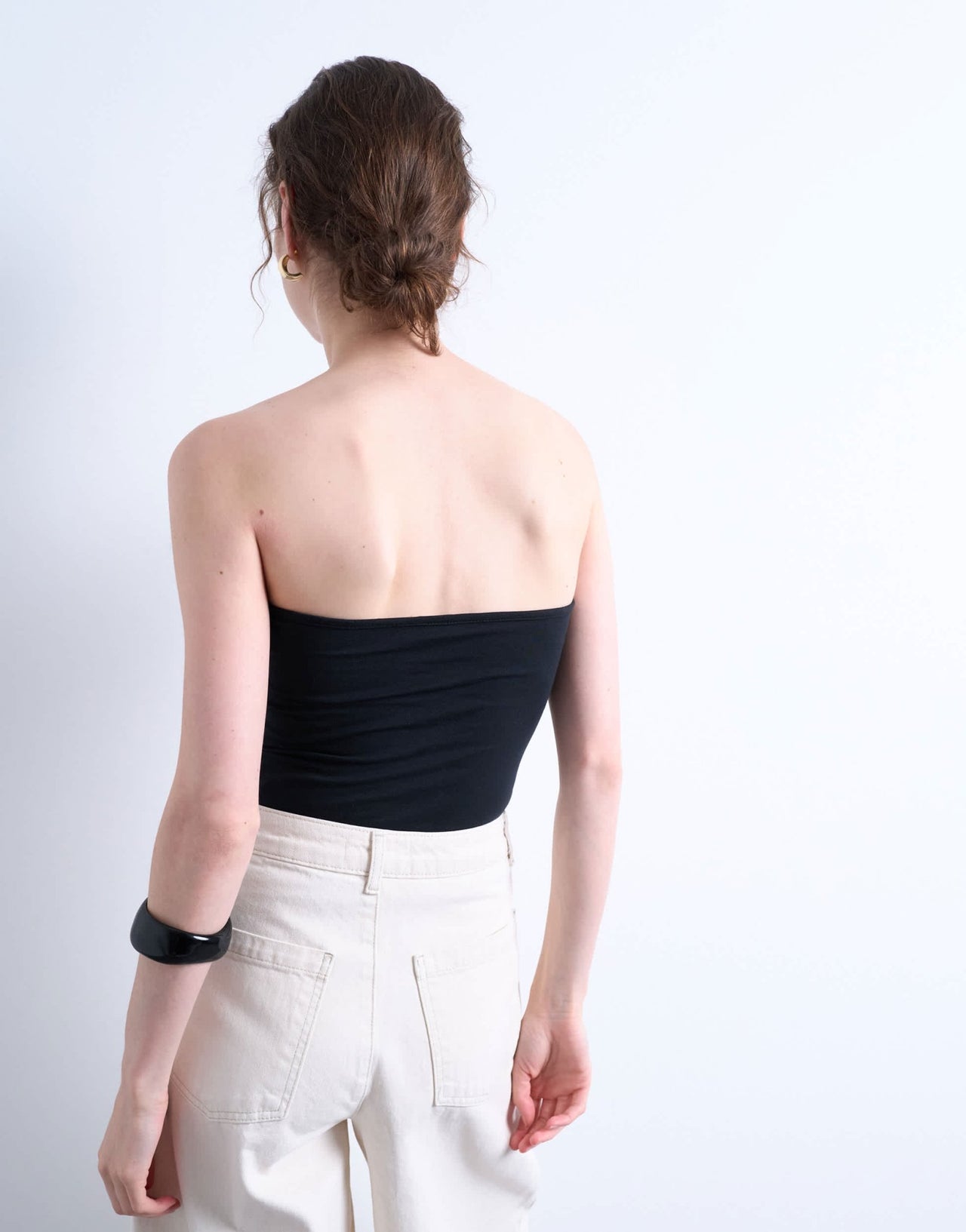 Topshop longline bandeau in black - ASOS Sample Sale