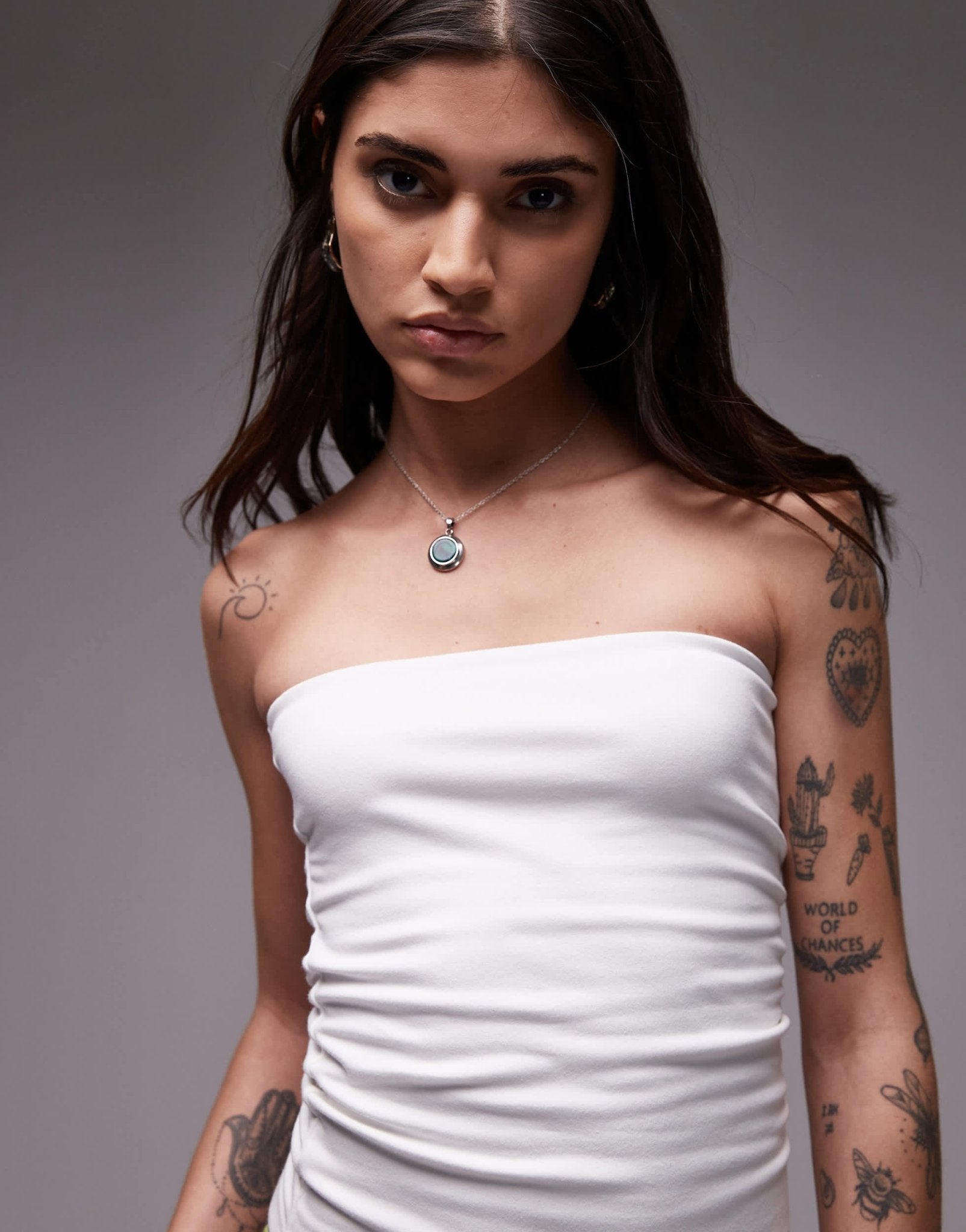 Topshop longline bandeau in white - ASOS Sample Sale