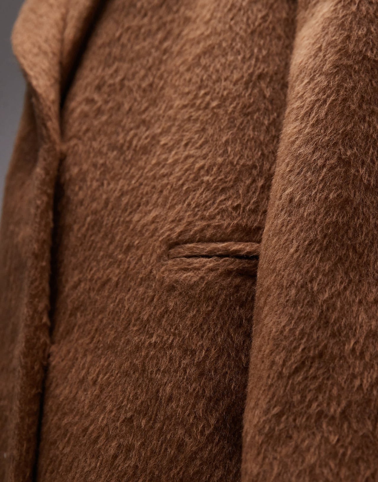 Topshop longline brushed popper coat in camel - ASOS Sample Sale